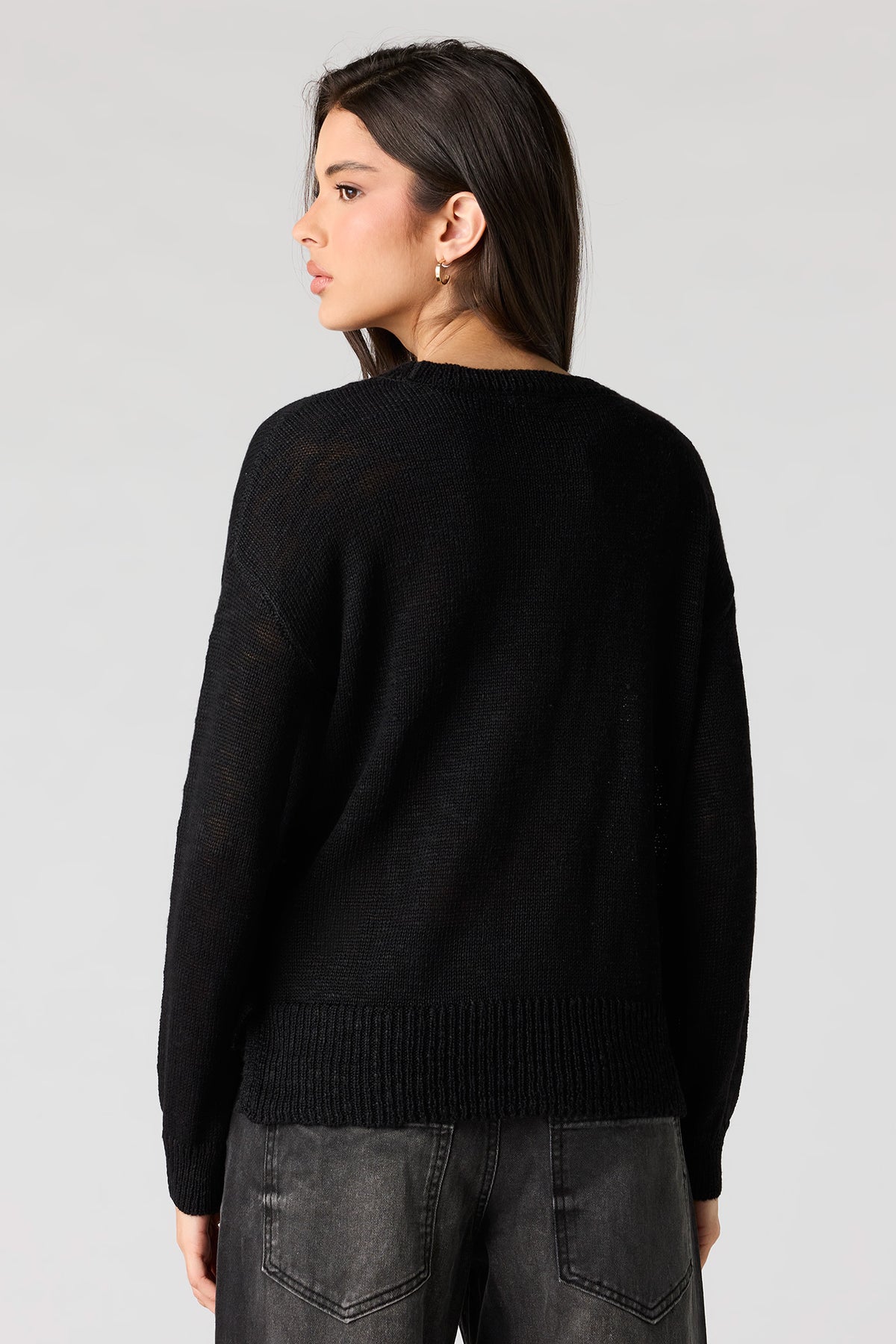 Alt View 2. Loose Fit Sweater - Black