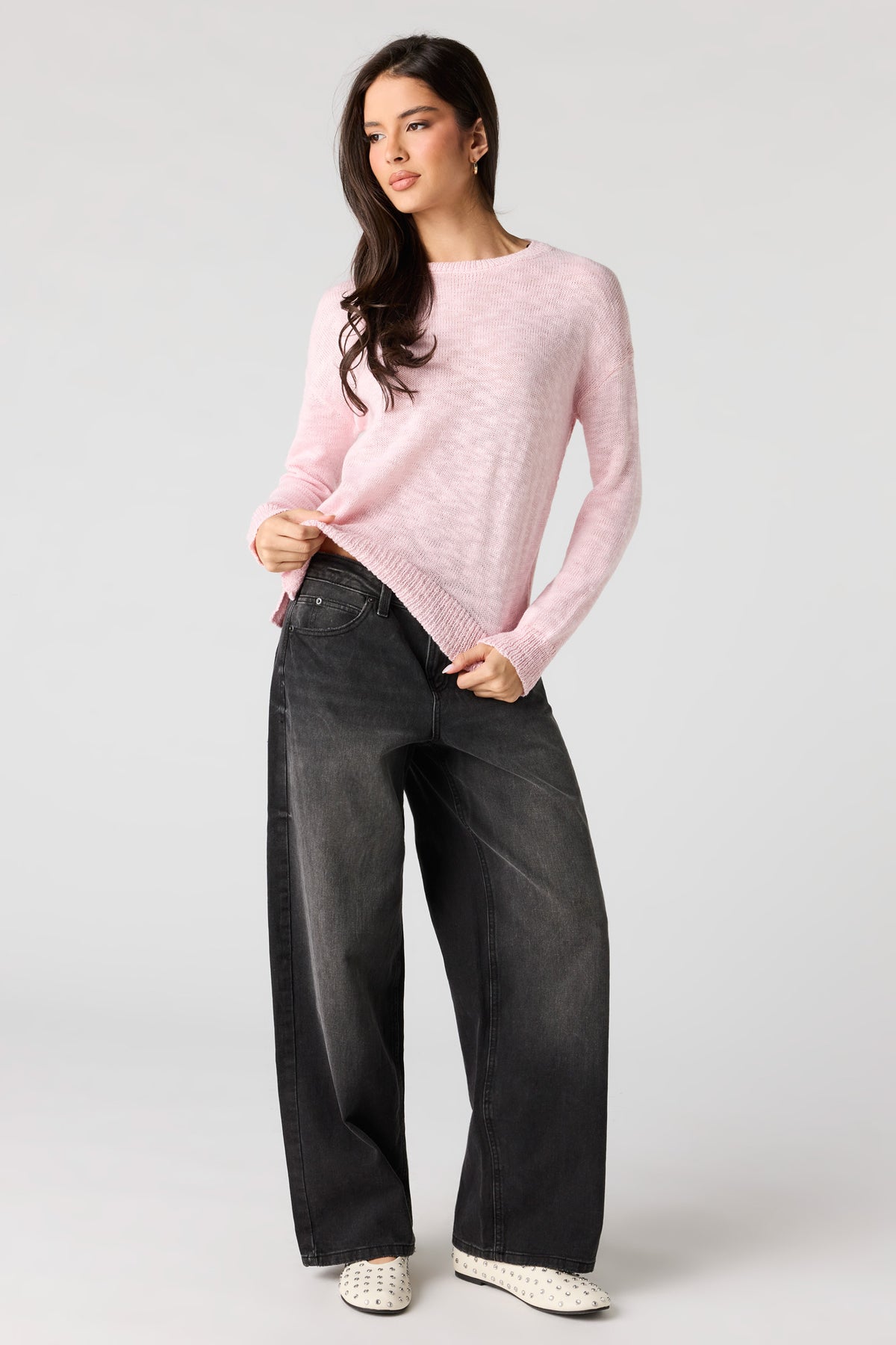 Alt View 3. Loose Fit Sweater - Light Pink