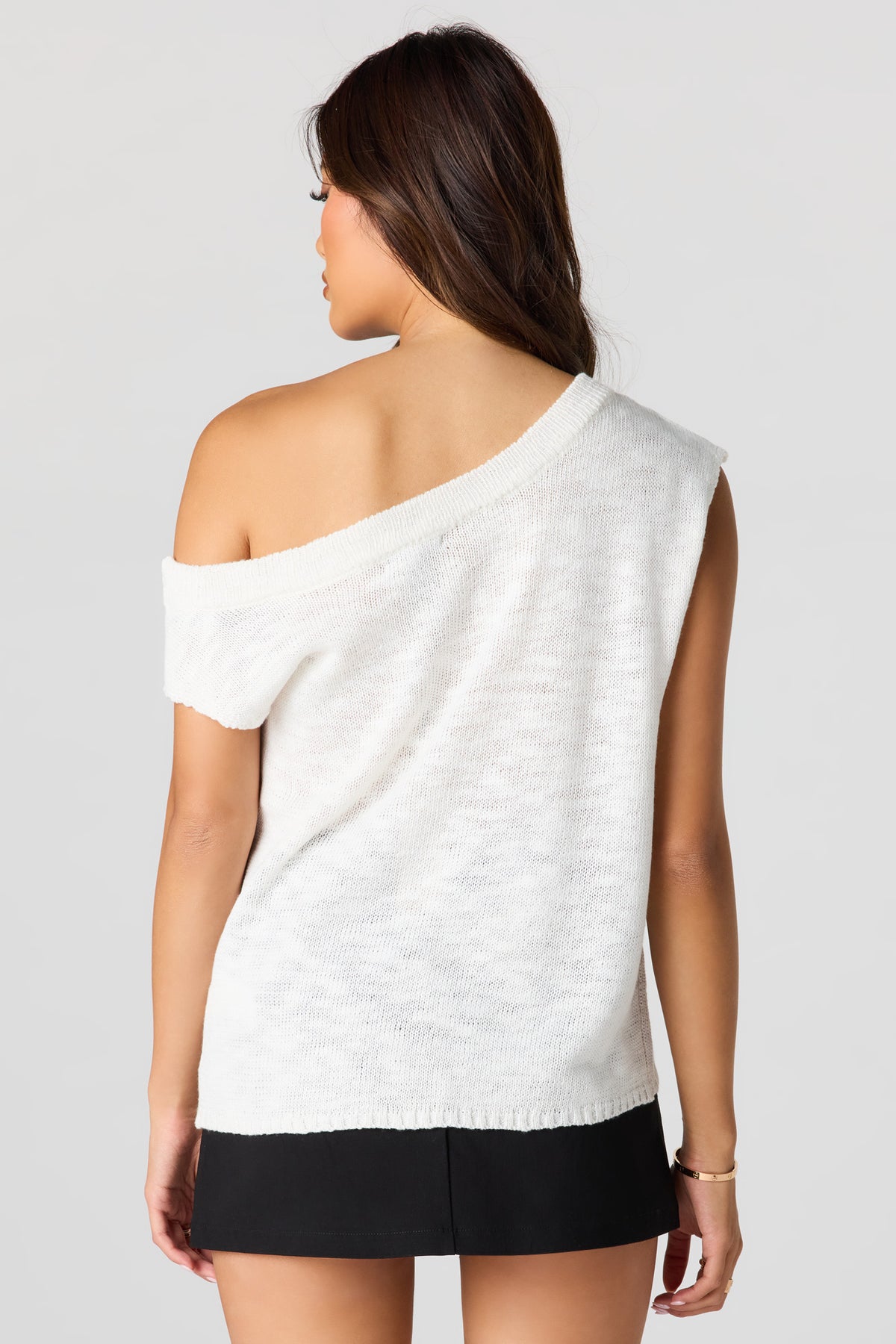 Alt View 2. Off Shoulder Knit Top - White