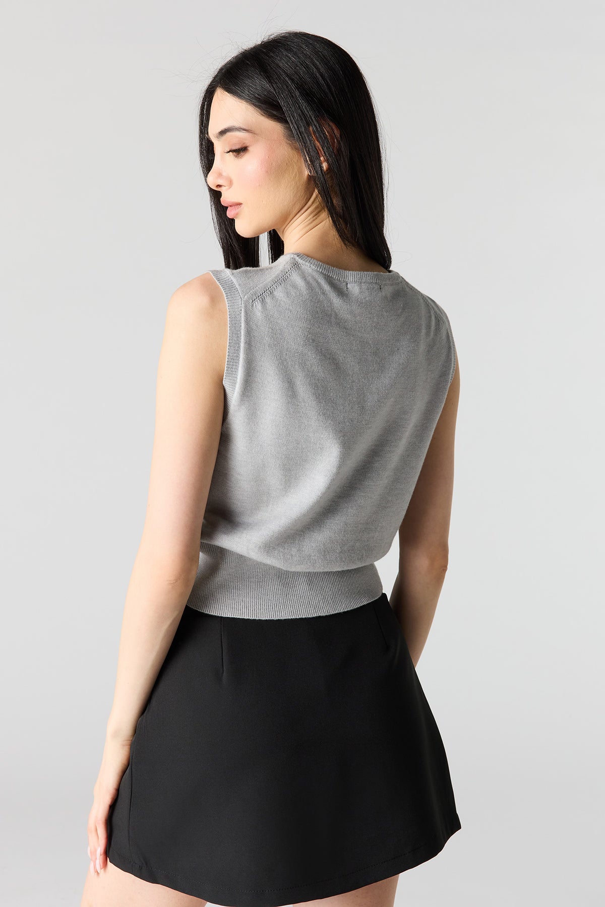 Alt View 2. Button-Up Knit Vest - Heather Grey