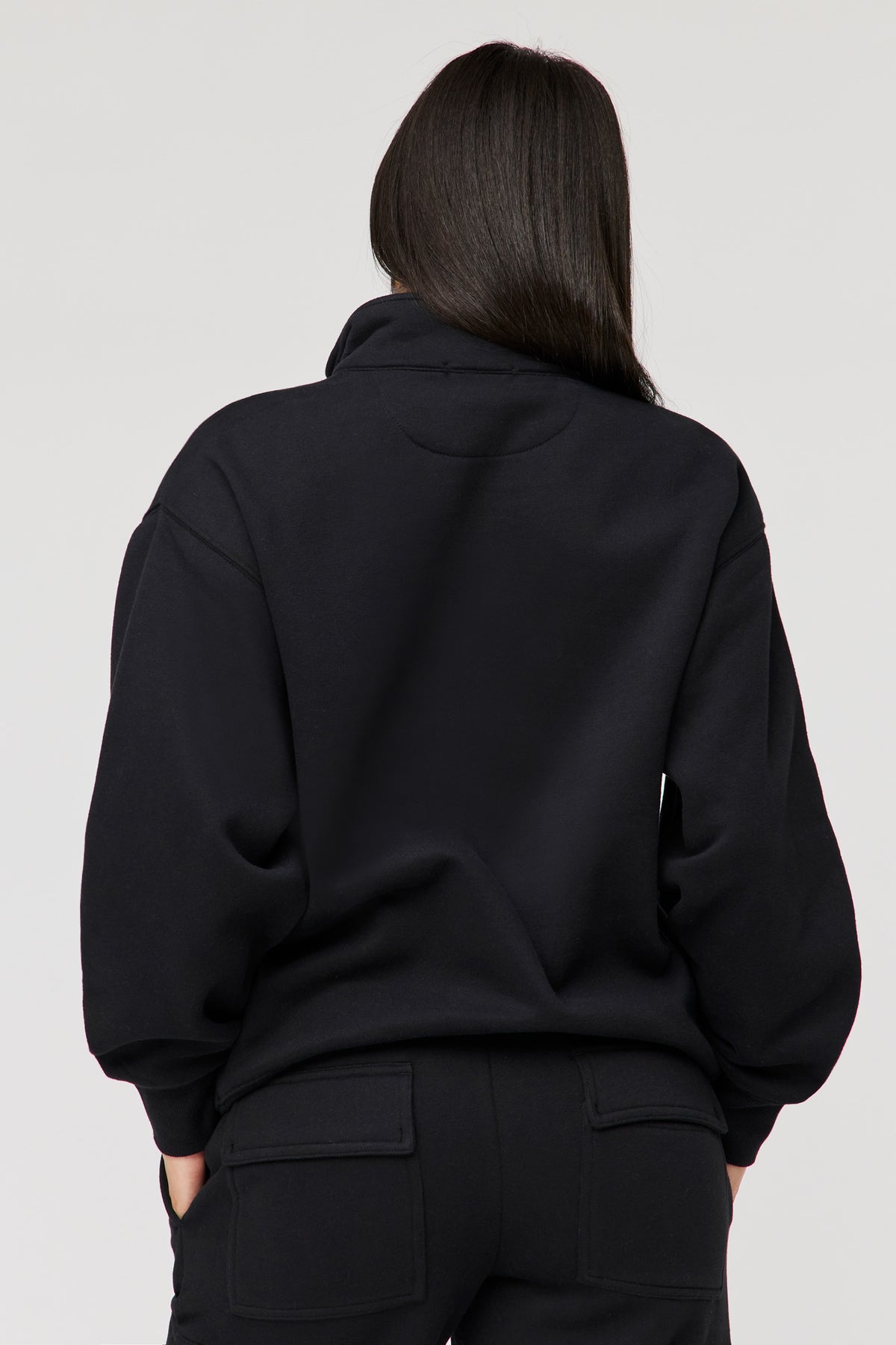 Alt View 2. Premium Fleece Boyfriend Half Zip - Black