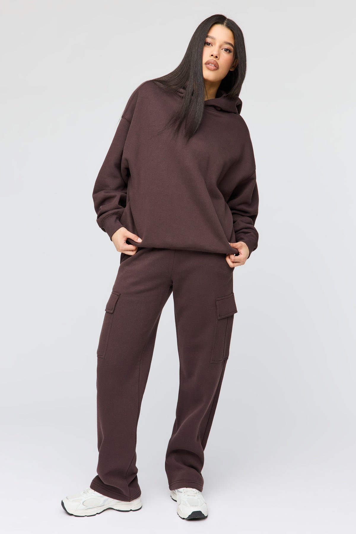 Alt View 3. Premium Fleece Grande Hoodie - Brown