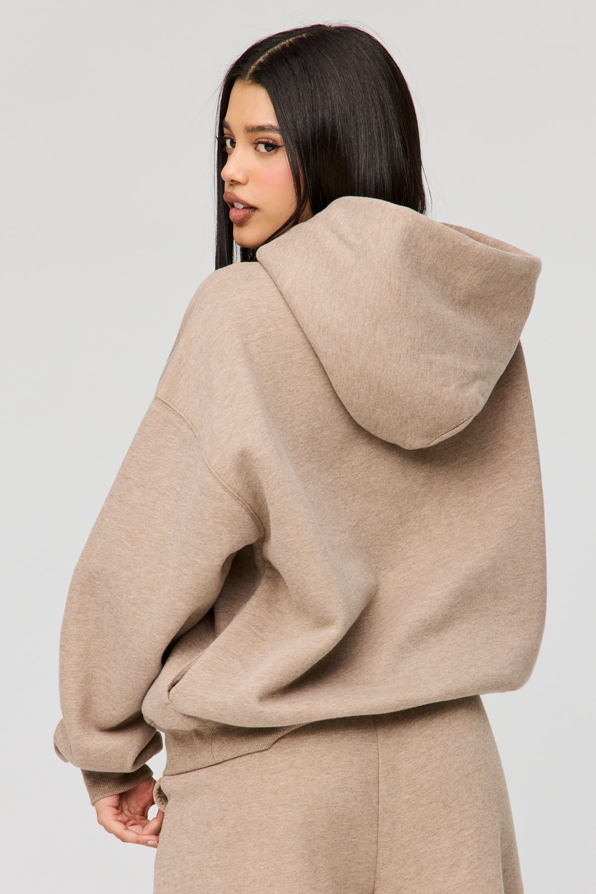 Alt View 2. Premium Fleece Grande Hoodie - Light Brown