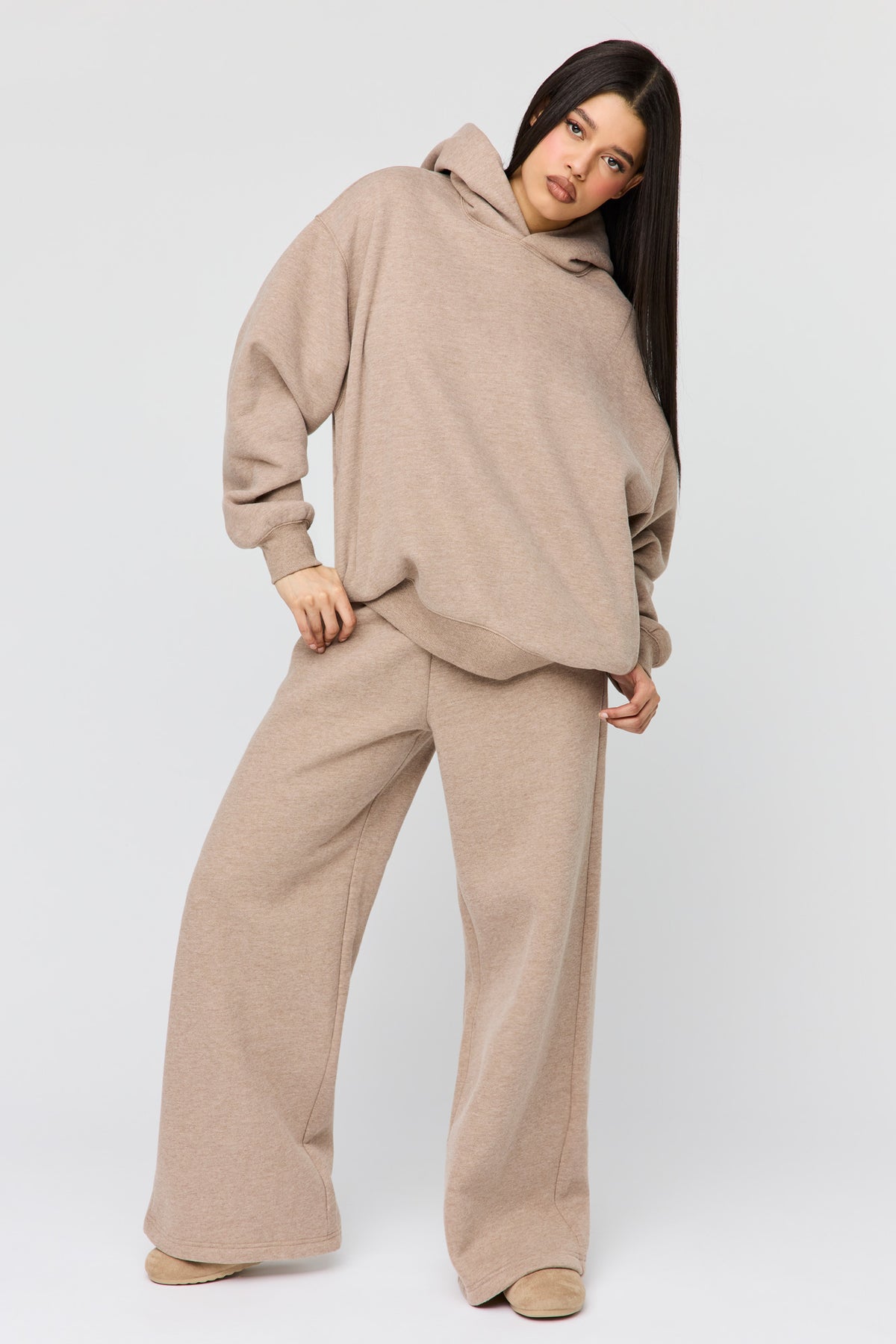 Alt View 3. Premium Fleece Grande Hoodie - Light Brown