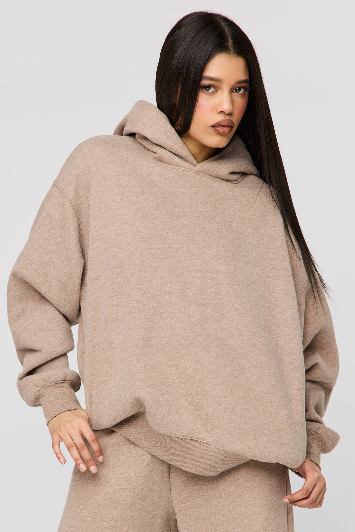 Premium Fleece Grande Hoodie - Light Brown