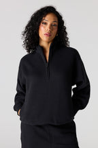 Blouson de coupe garçonne en molleton supérieur avec demi-fermeture à glissière