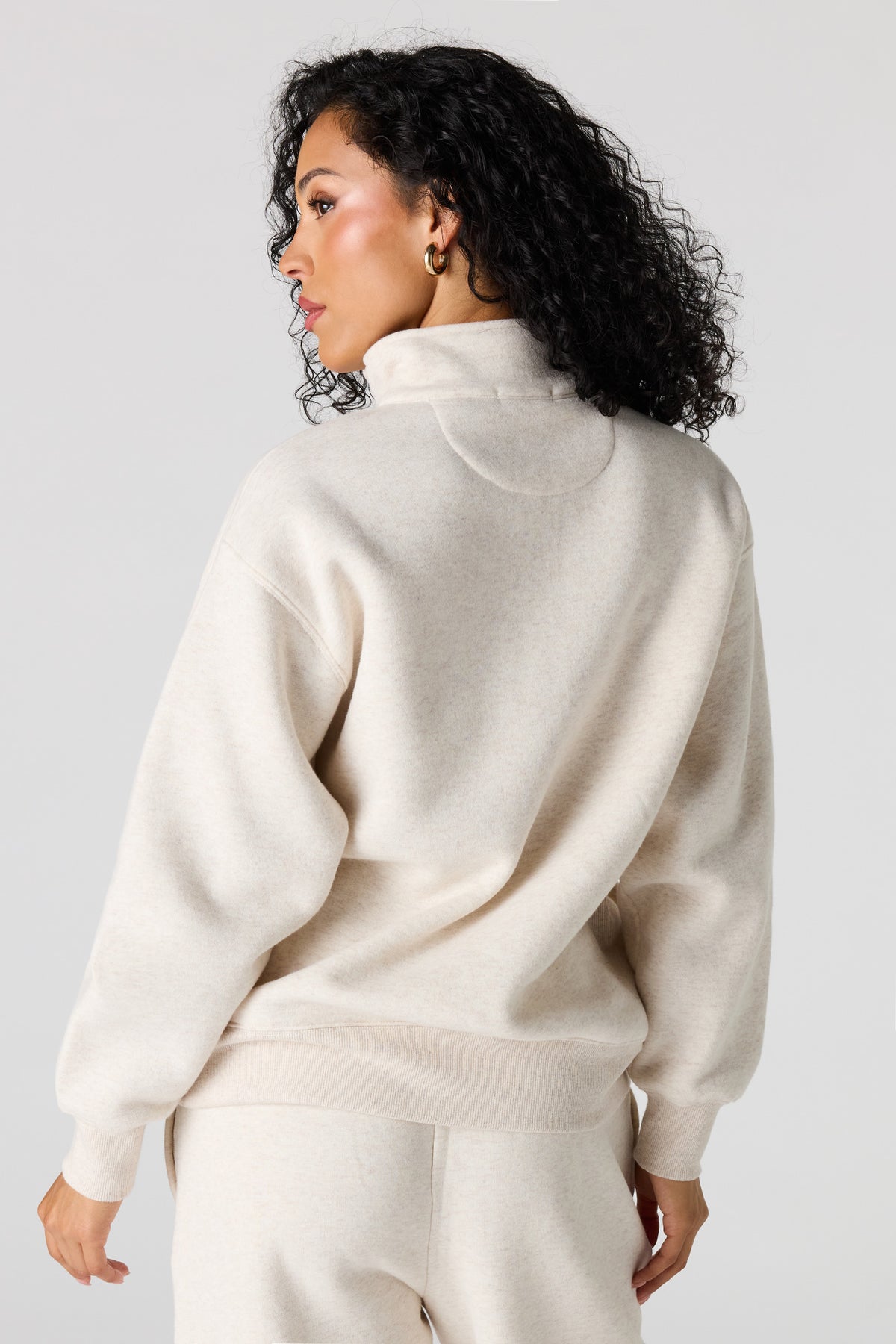 Alt View 2. Premium Fleece Boyfriend Half Zip - Oatmeal