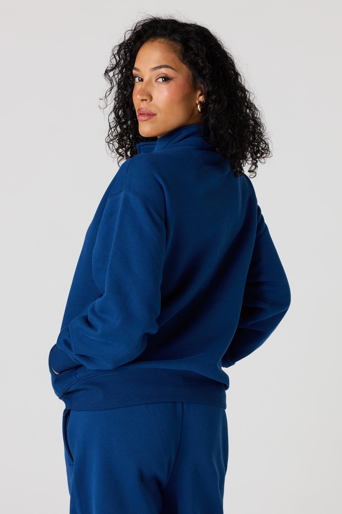 Alt View 2. Premium Fleece Boyfriend Half Zip - Navy
