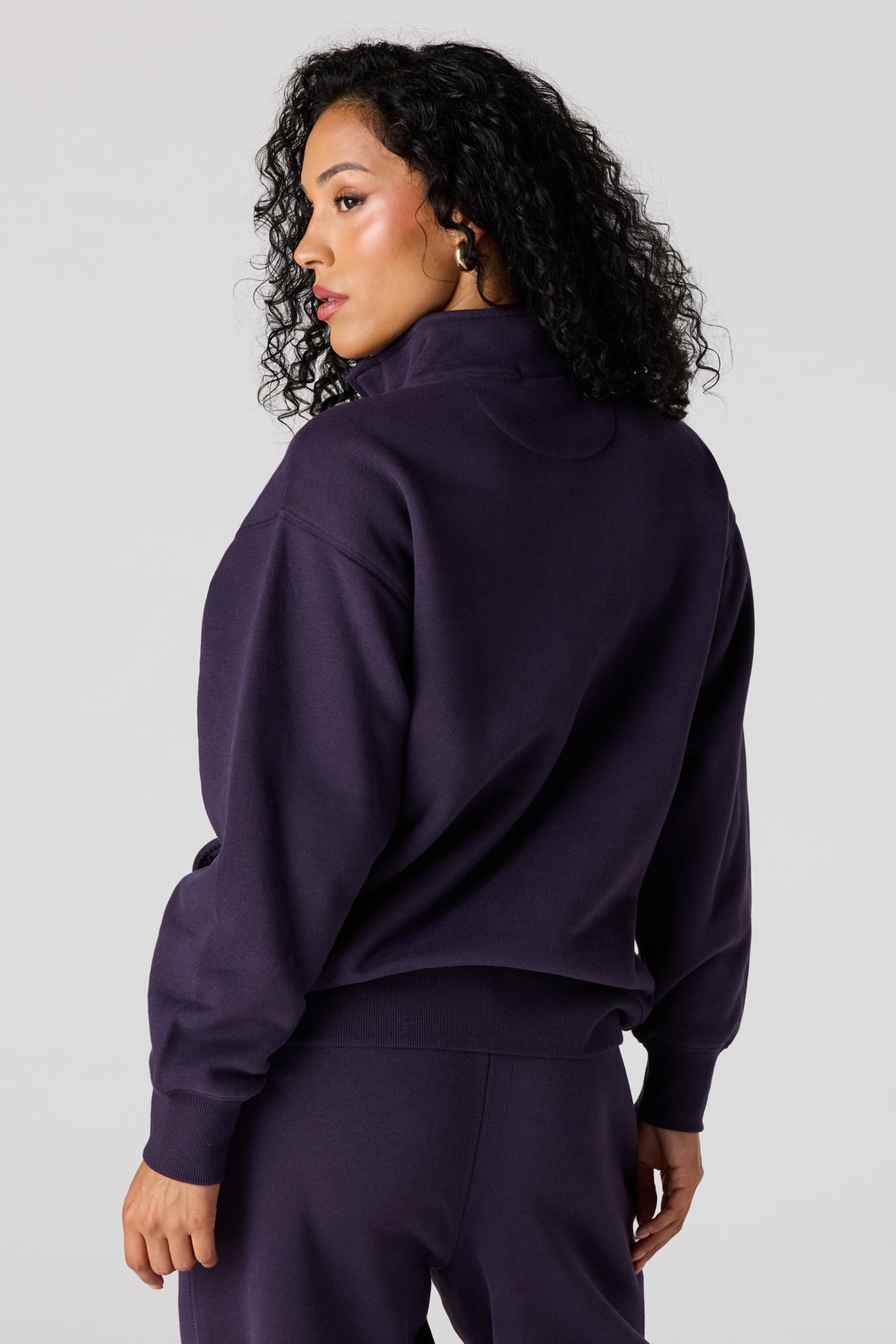Alt View 2. Premium Fleece Boyfriend Half Zip - Plum