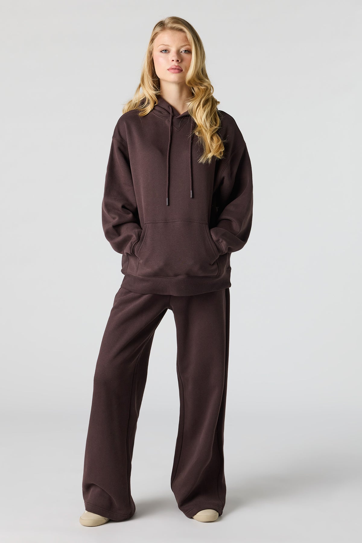 Alt View 3. Premium Fleece Boyfriend Hoodie - Brown