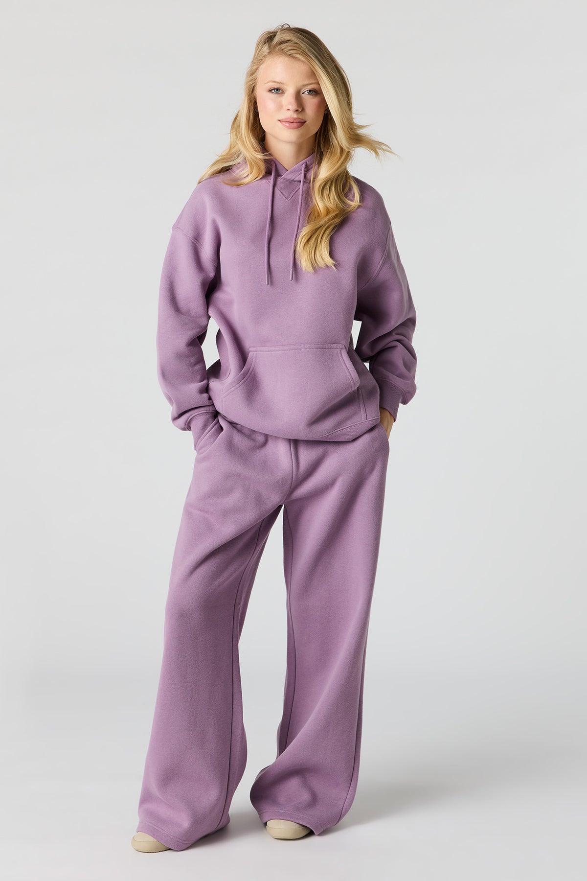 Alt View 3. Premium Fleece Boyfriend Hoodie - Purple