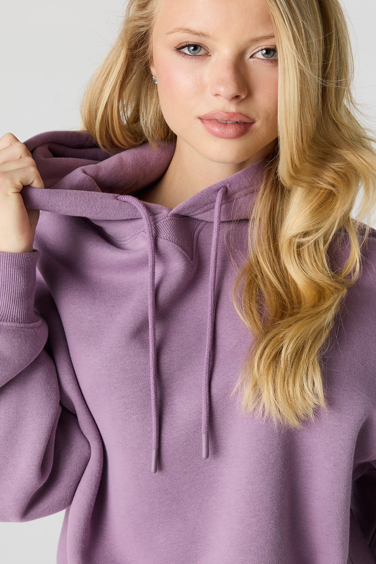 Alt View 4. Premium Fleece Boyfriend Hoodie - Purple