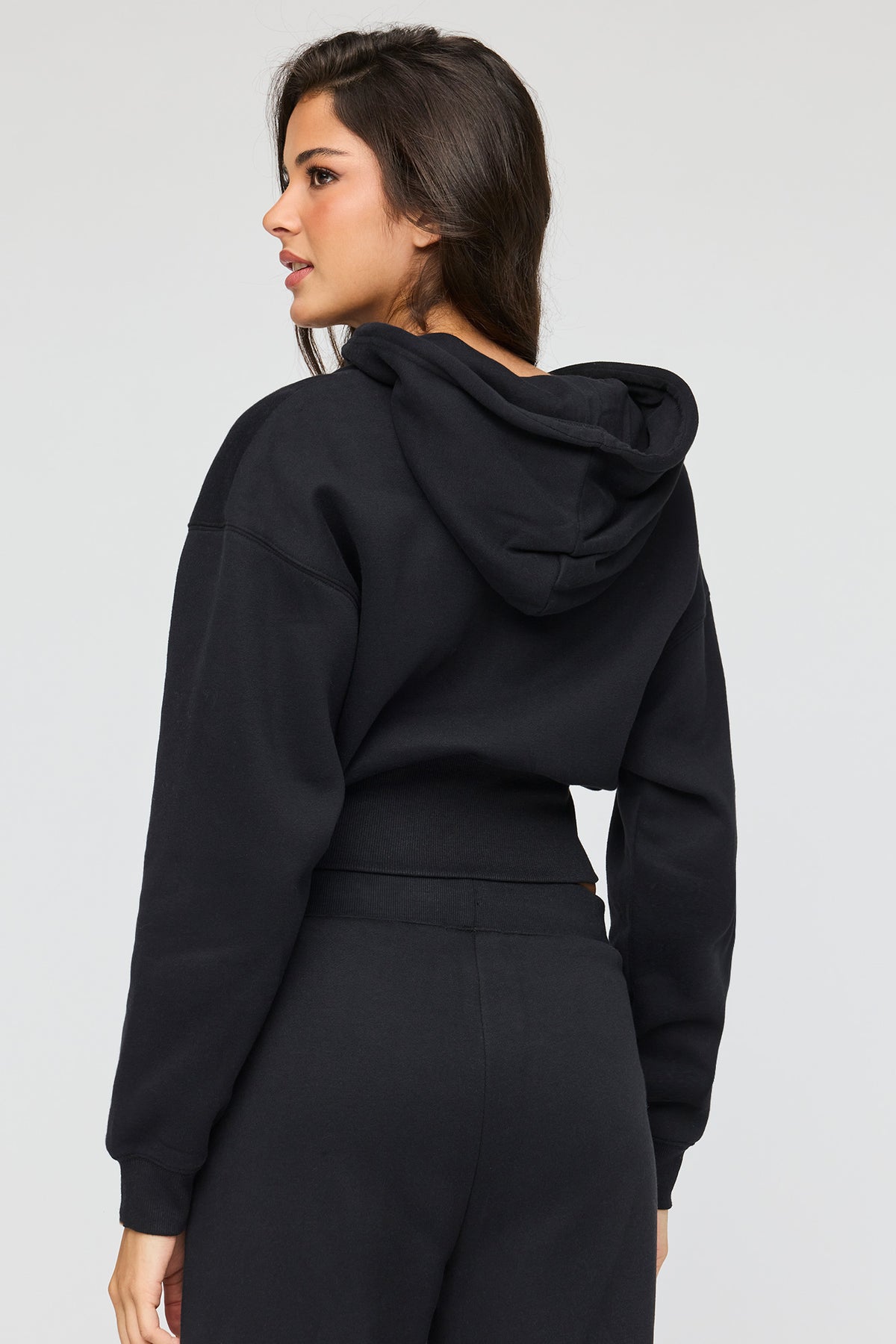 Alt View 2. Premium Fleece Boxy Zip Hoodie - Black