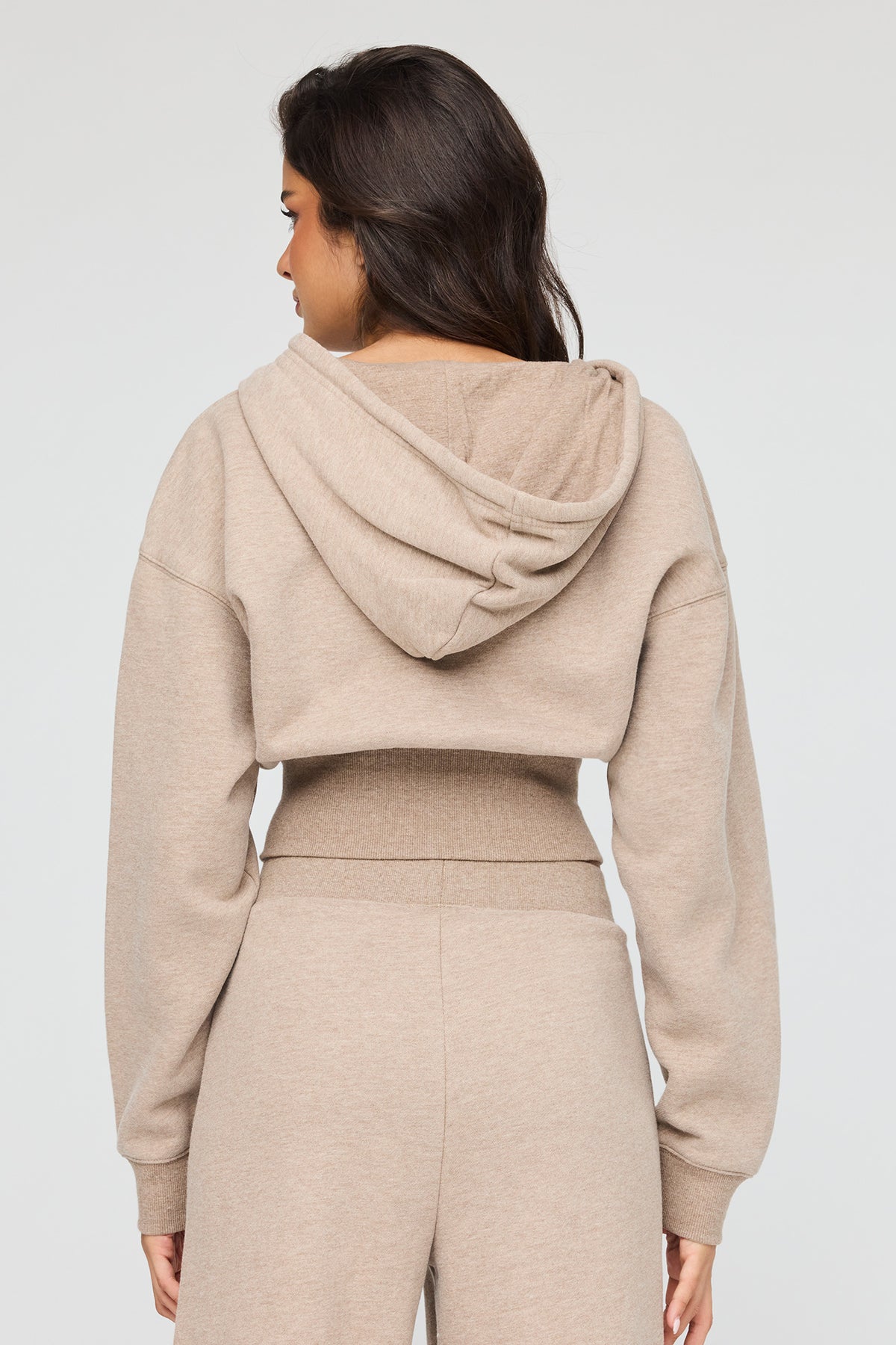 Alt View 2. Premium Fleece Boxy Zip Hoodie - Light Brown