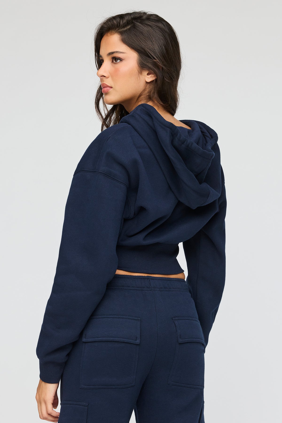 Alt View 2. Premium Fleece Boxy Zip Hoodie - Navy