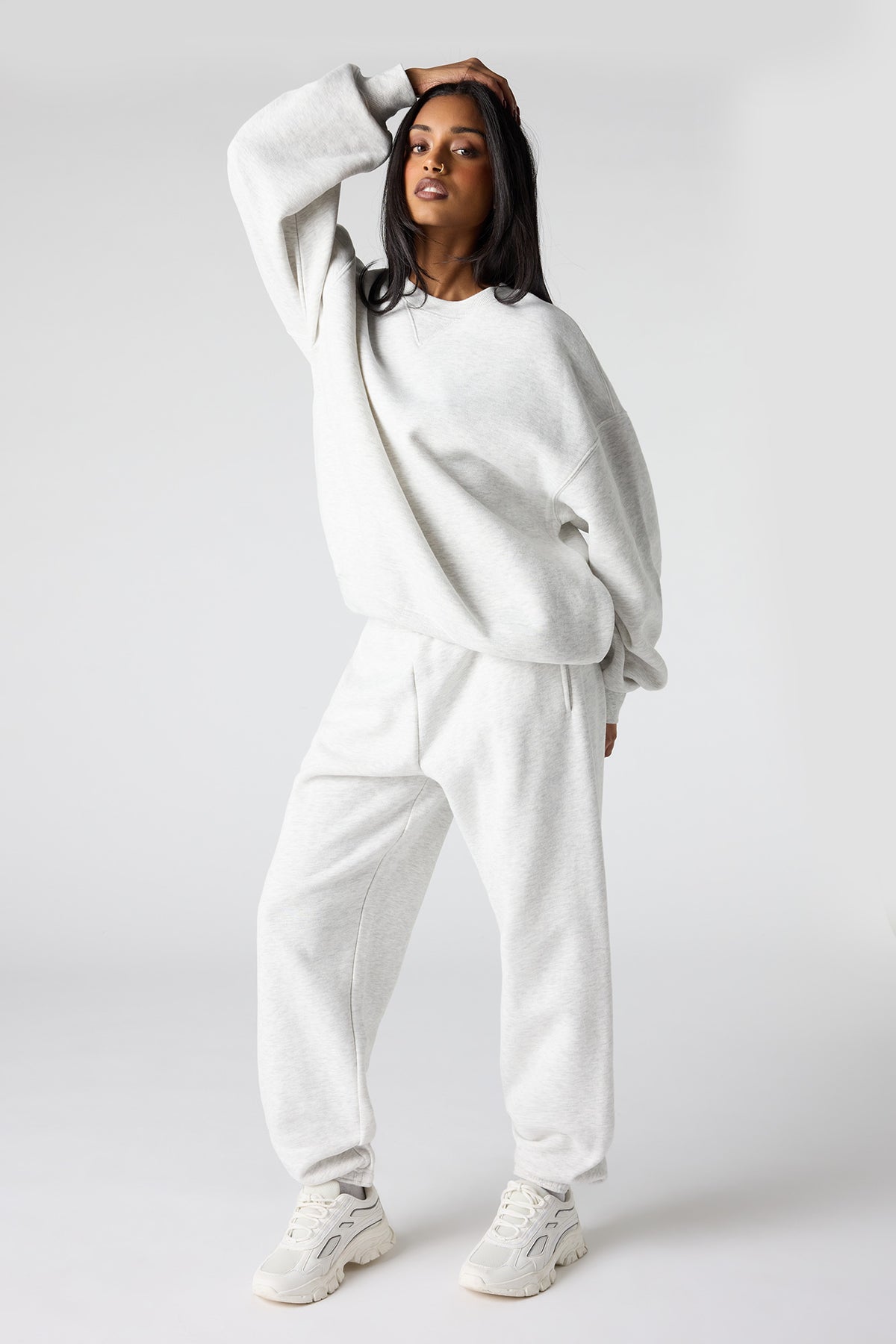 Alt View 3. Premium Fleece Grande Sweatshirt - Heather Grey