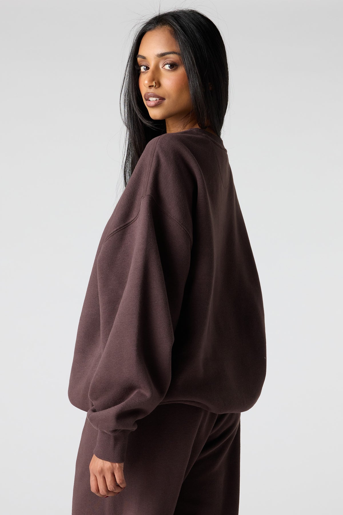 Alt View 2. Premium Fleece Grande Sweatshirt - Brown