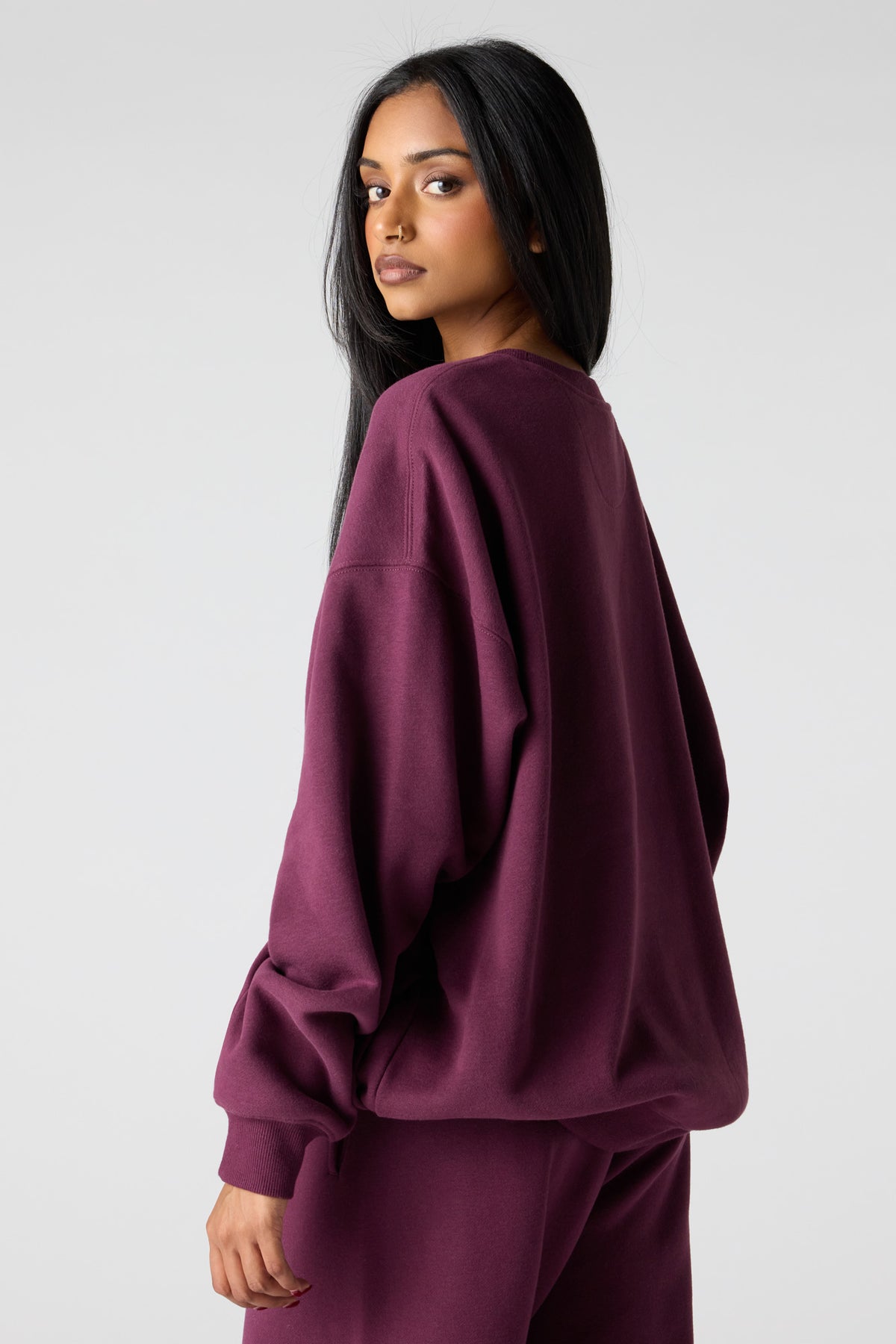 Alt View 2. Premium Fleece Grande Sweatshirt - Burgundy