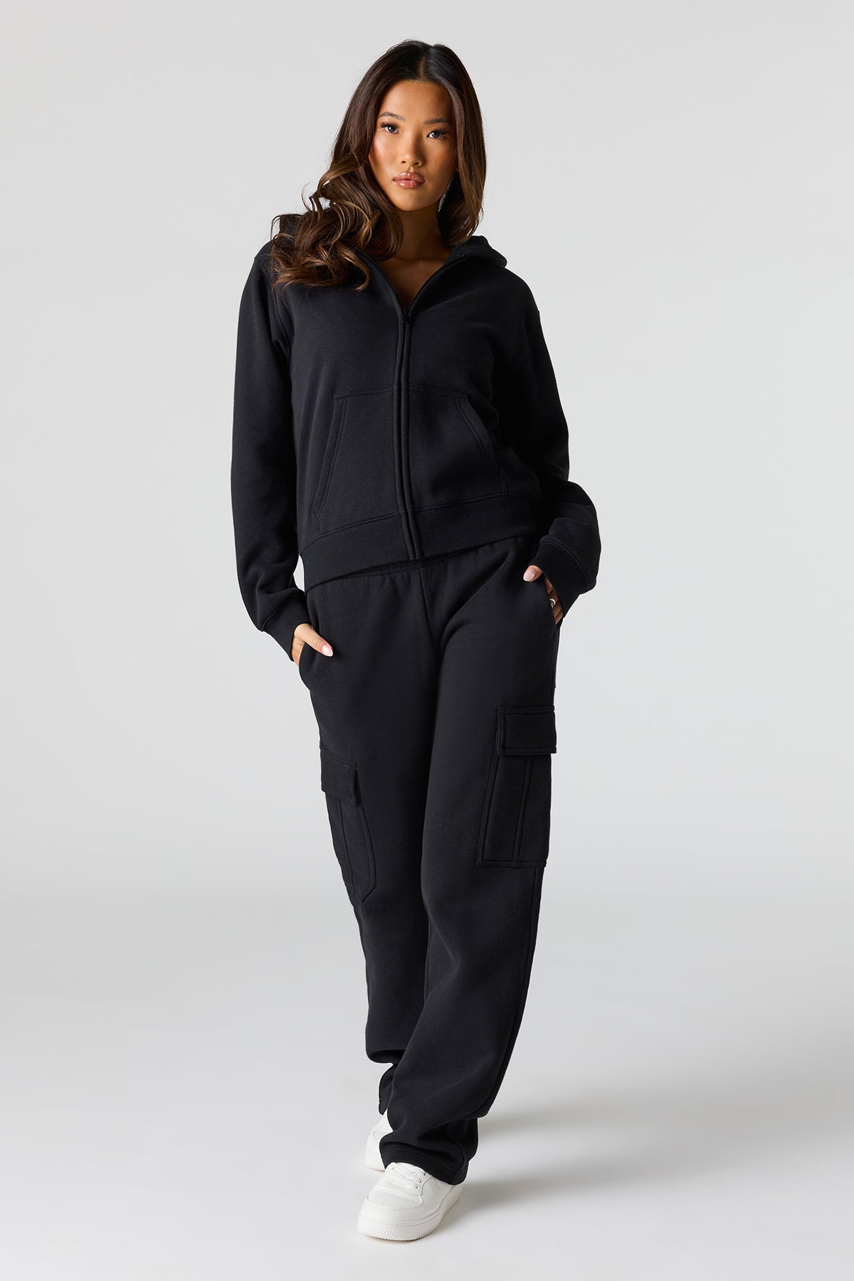 Alt View 3. Premium Fleece Classic Zip-Up Hoodie - Black