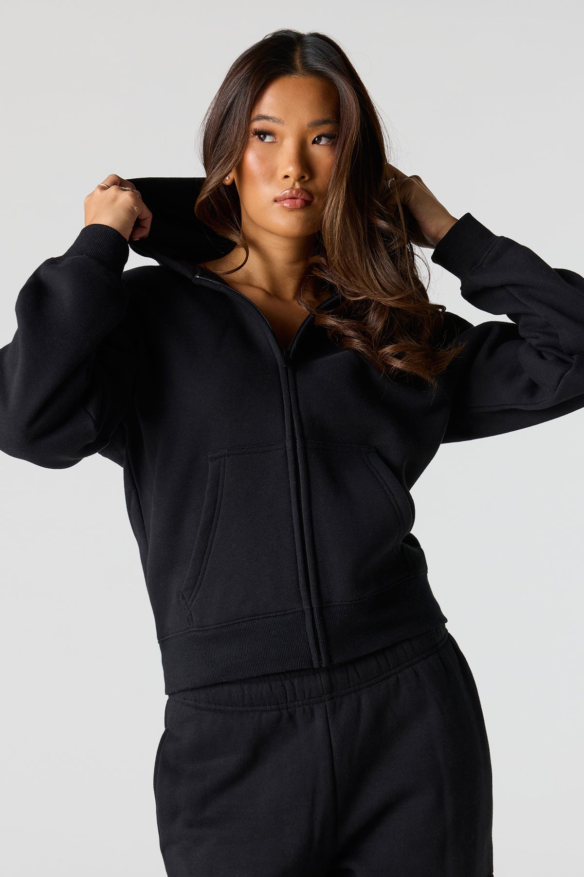 Premium Fleece Classic Zip-Up Hoodie - Black