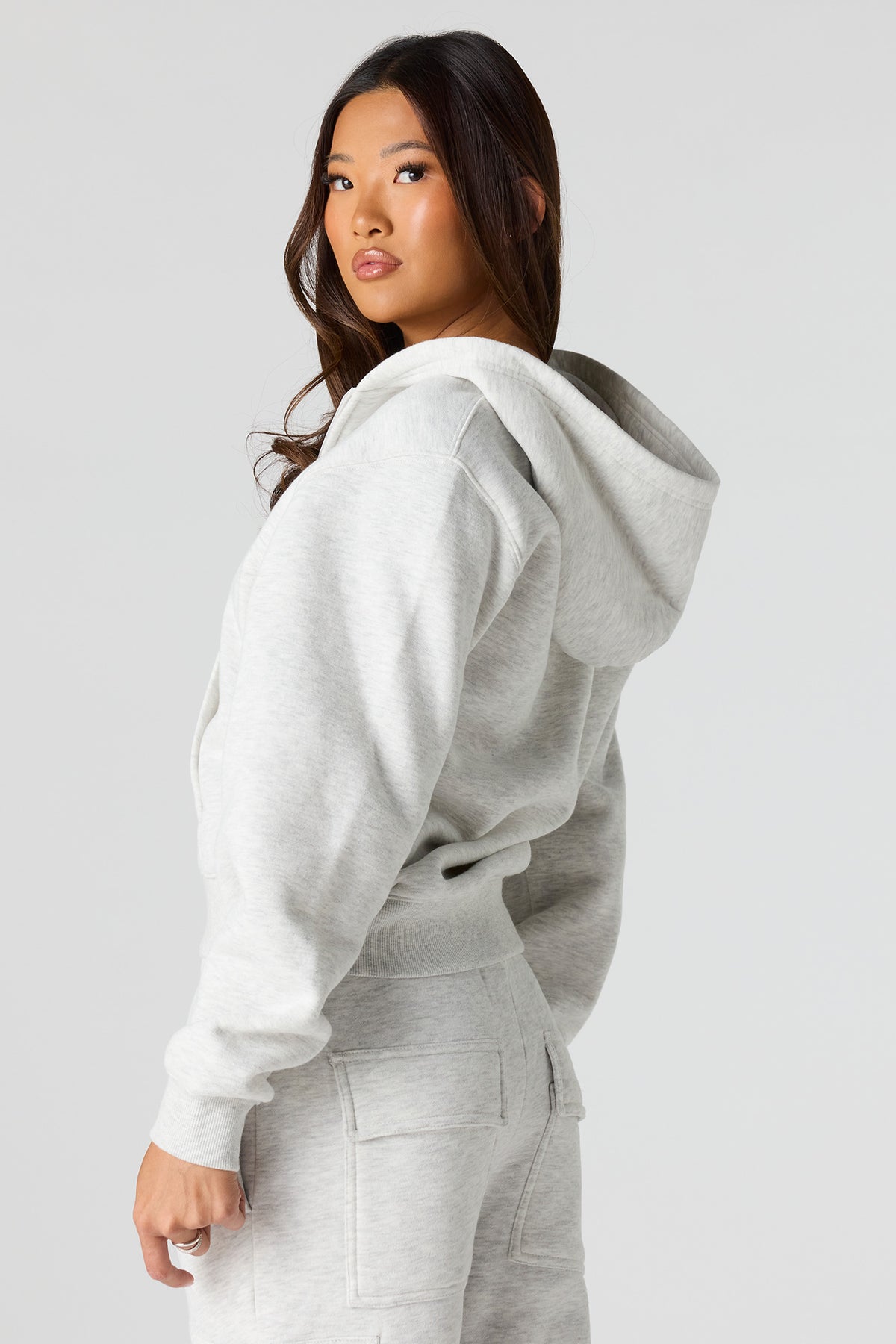Alt View 2. Premium Fleece Classic Zip-Up Hoodie - Heather Grey