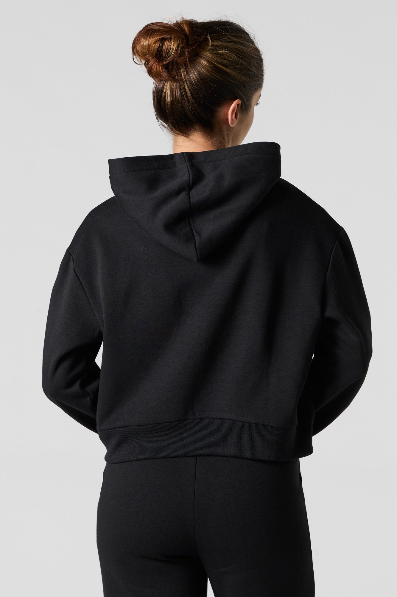 Oversized Cropped Fleece Hoodie