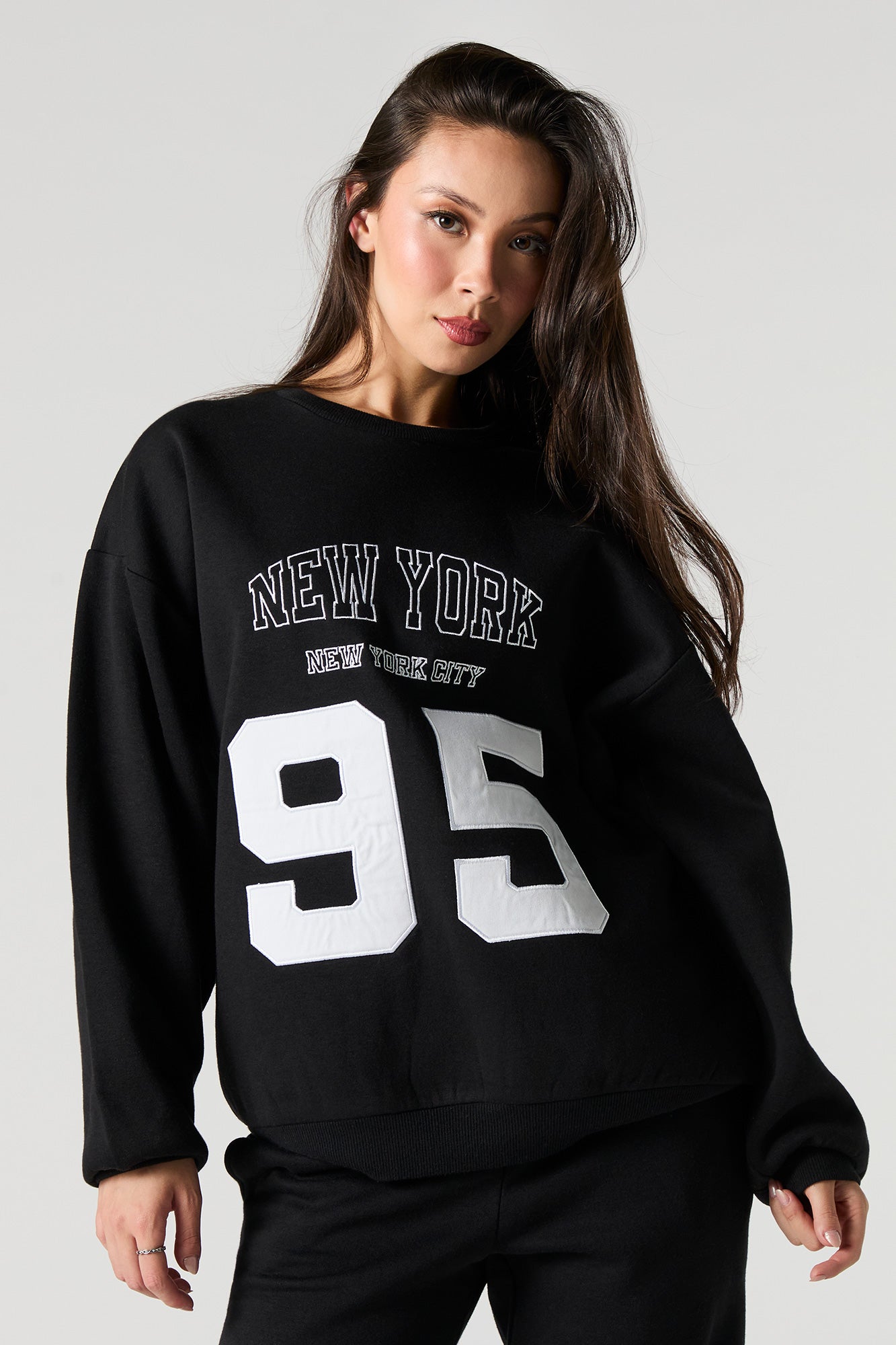 Oversized Destination Twill Embroidered Fleece Sweatshirt