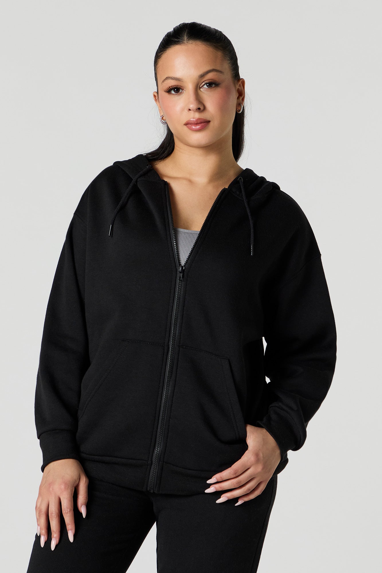 Oversized Fleece Zip-Up Hoodie