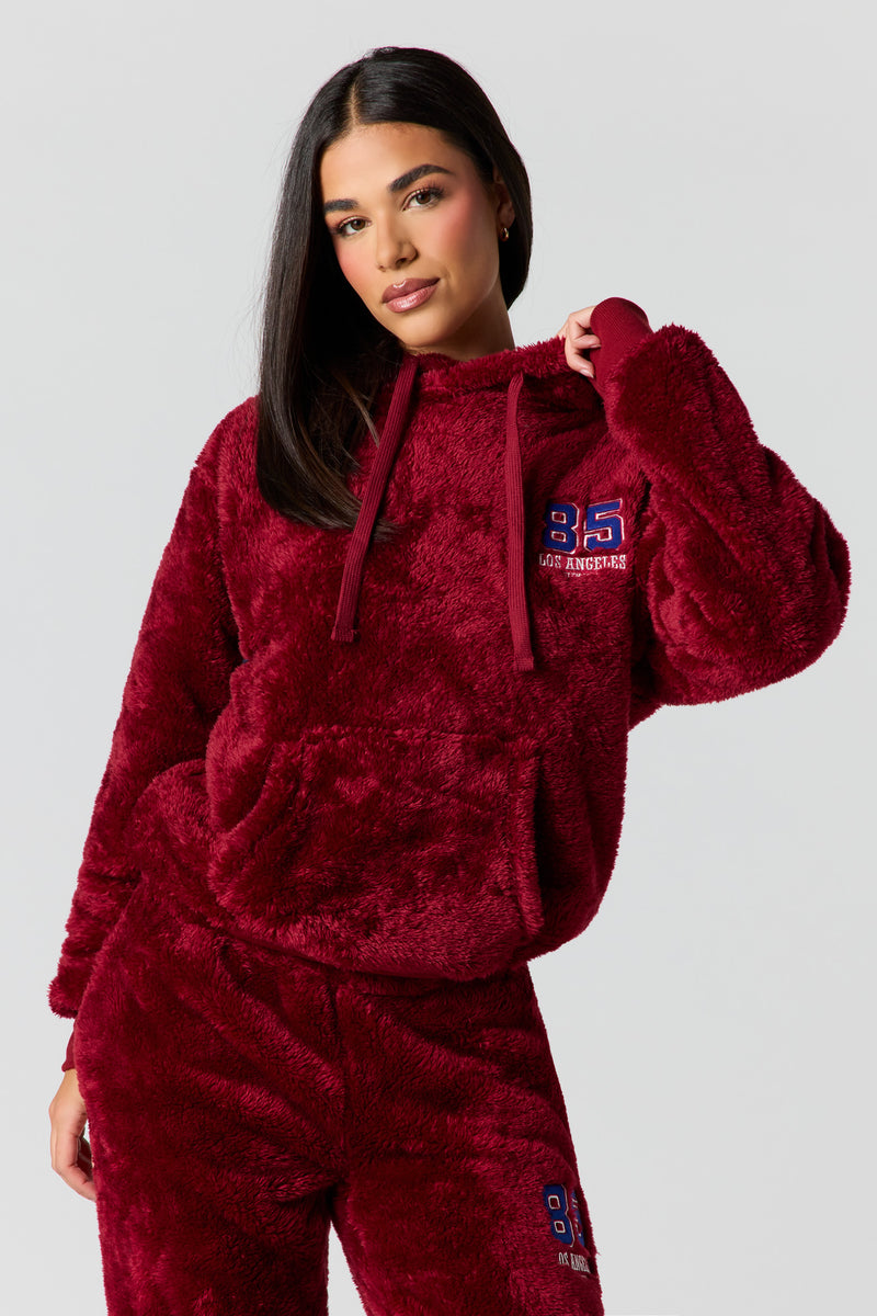 Faux Fur Embroidered Hoodie