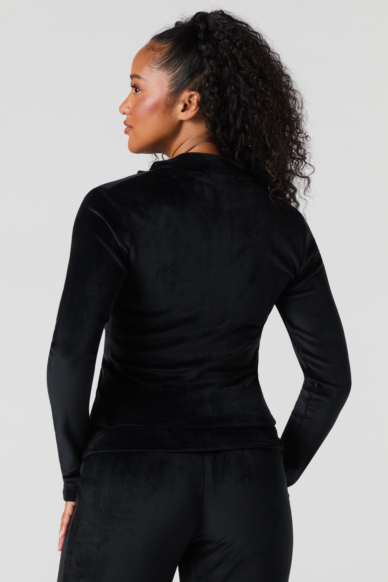 Velour Zip-Up Long Sleeve Top – Urban Planet