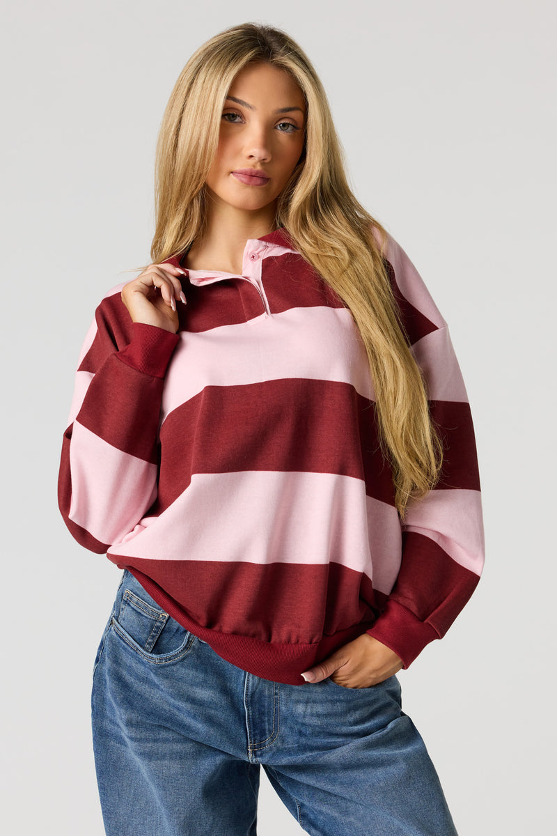 Polo en molleton à manches longues avec motif brodé Rugby