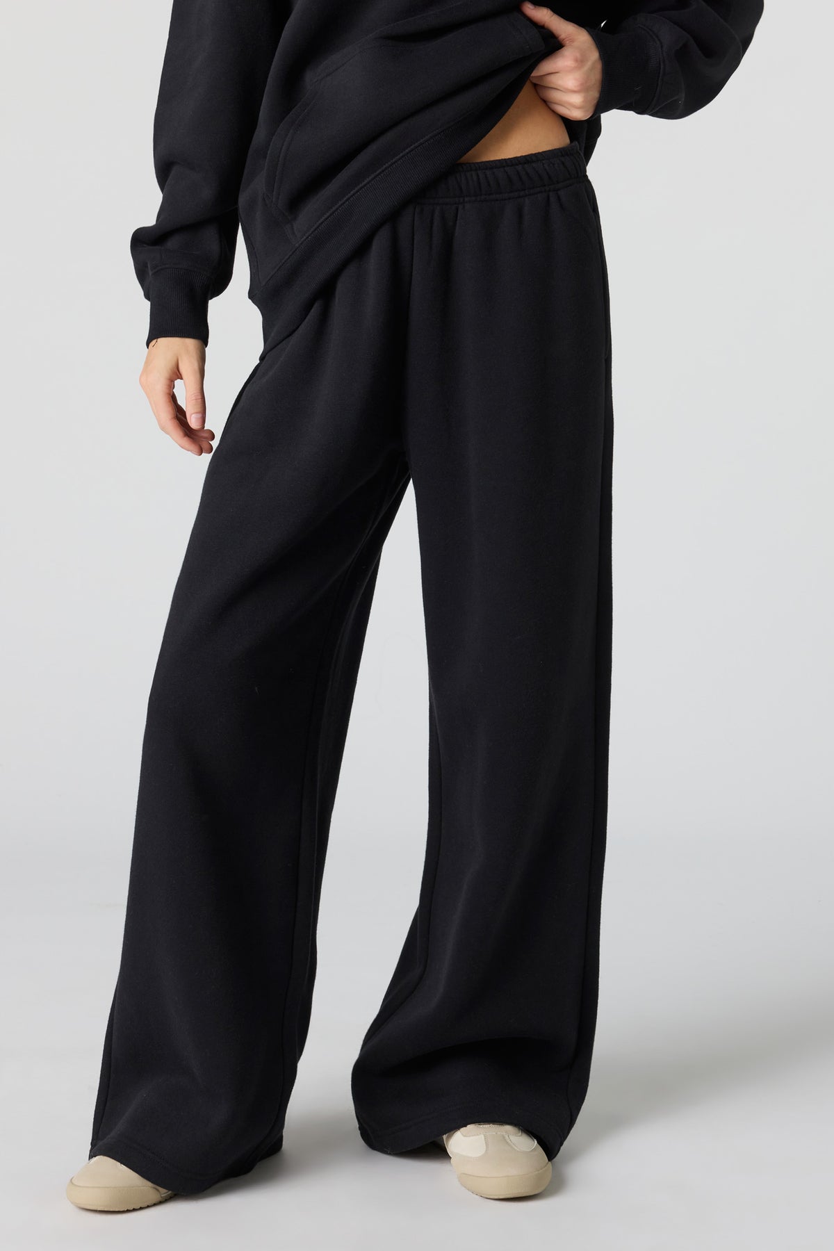 Alt View 2. Premium Fleece Grande Wide Leg Sweatpant - Black