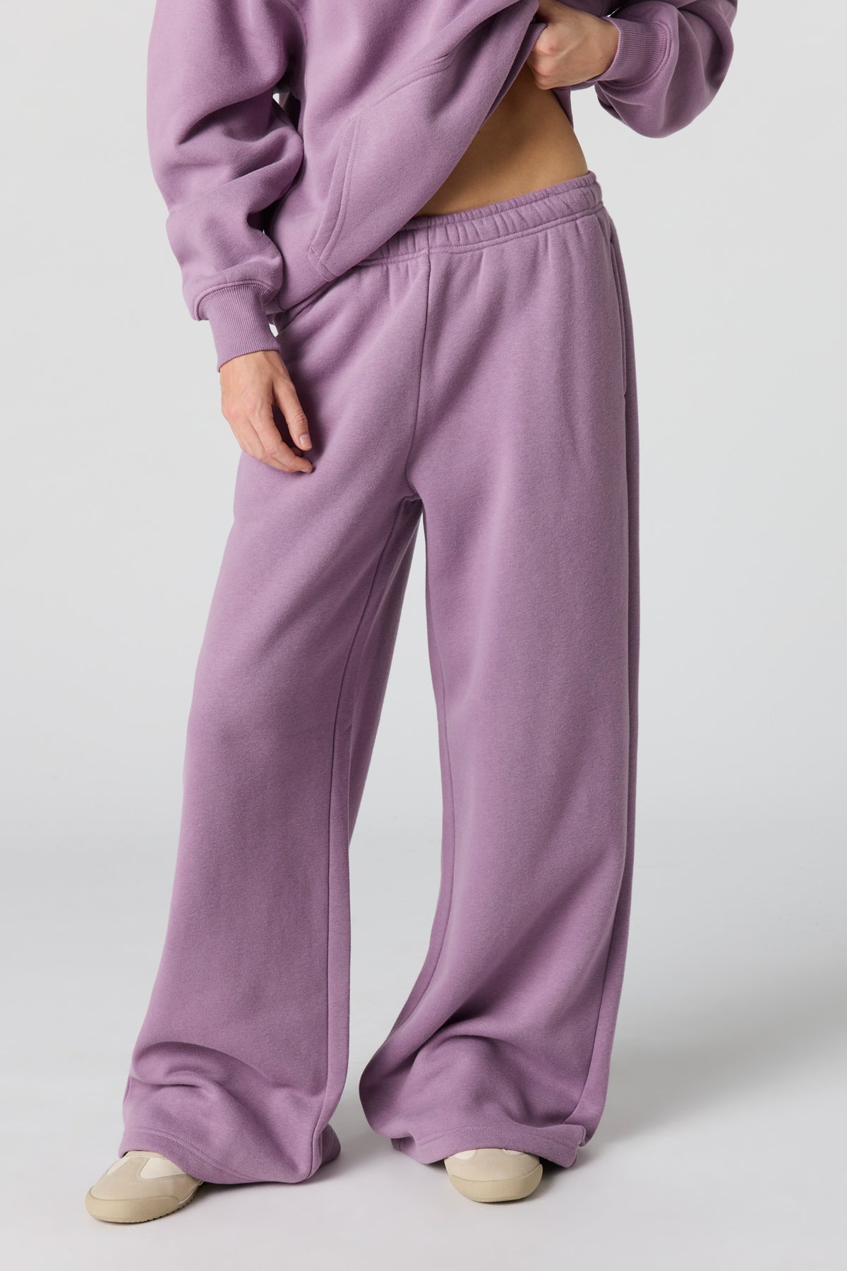 Alt View 2. Premium Fleece Grande Wide Leg Sweatpant - Purple