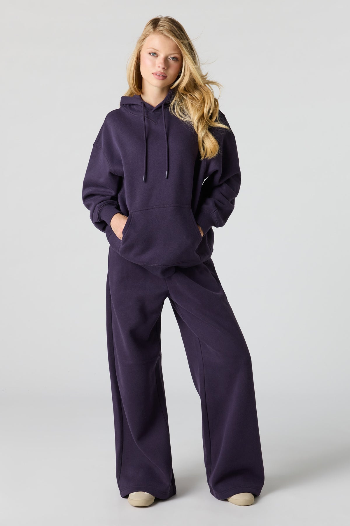 Premium Fleece Grande Wide Leg Sweatpant - Plum