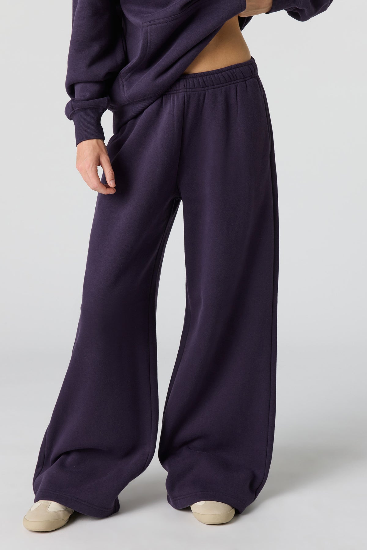 Alt View 2. Premium Fleece Grande Wide Leg Sweatpant - Plum