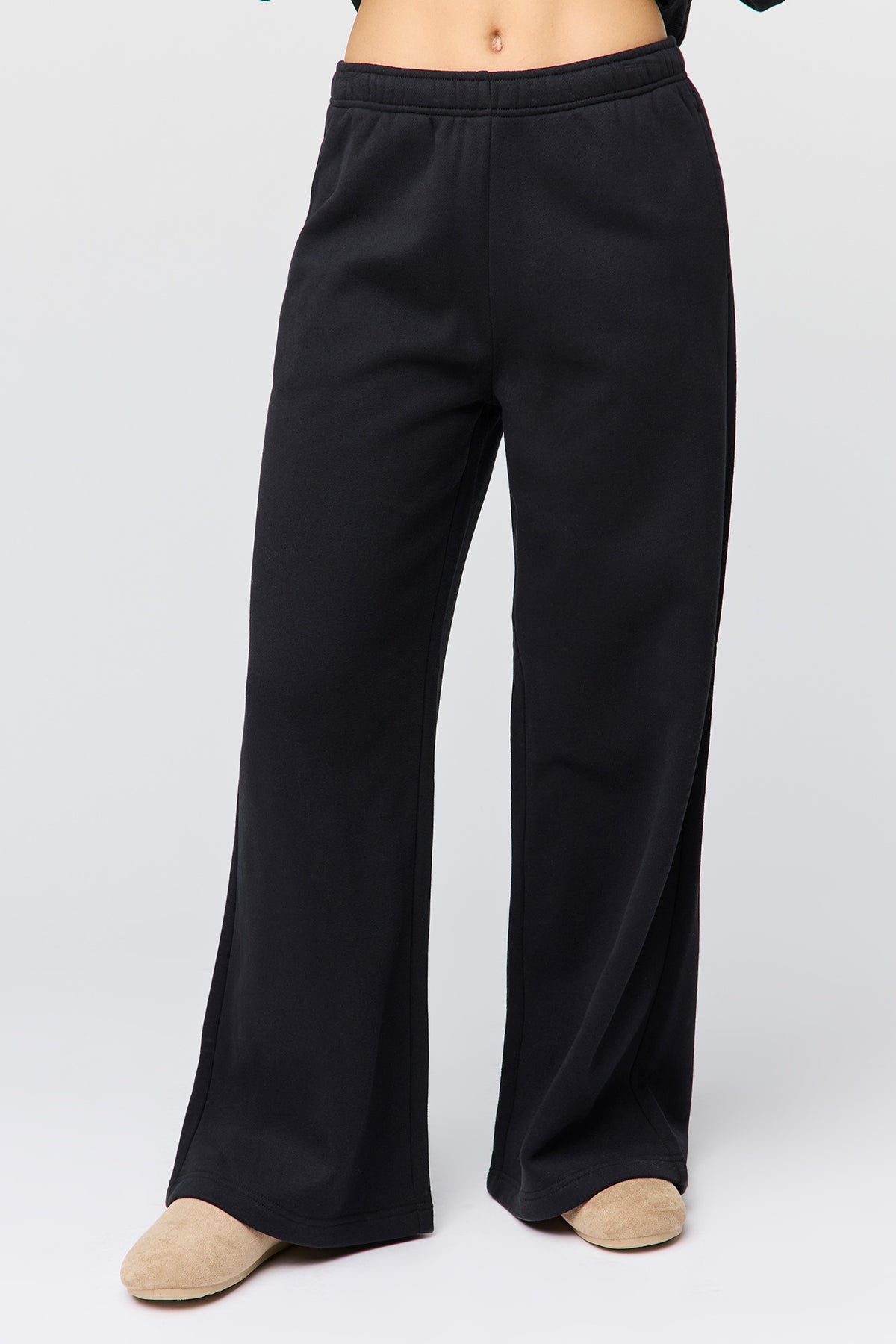 Alt View 2. Premium Fleece Grande Wide Leg Sweatpant - Black