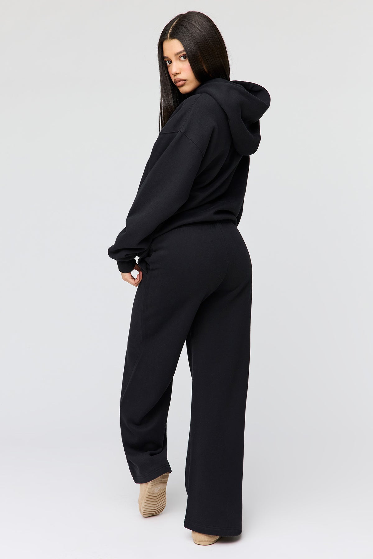 Alt View 3. Premium Fleece Grande Wide Leg Sweatpant - Black