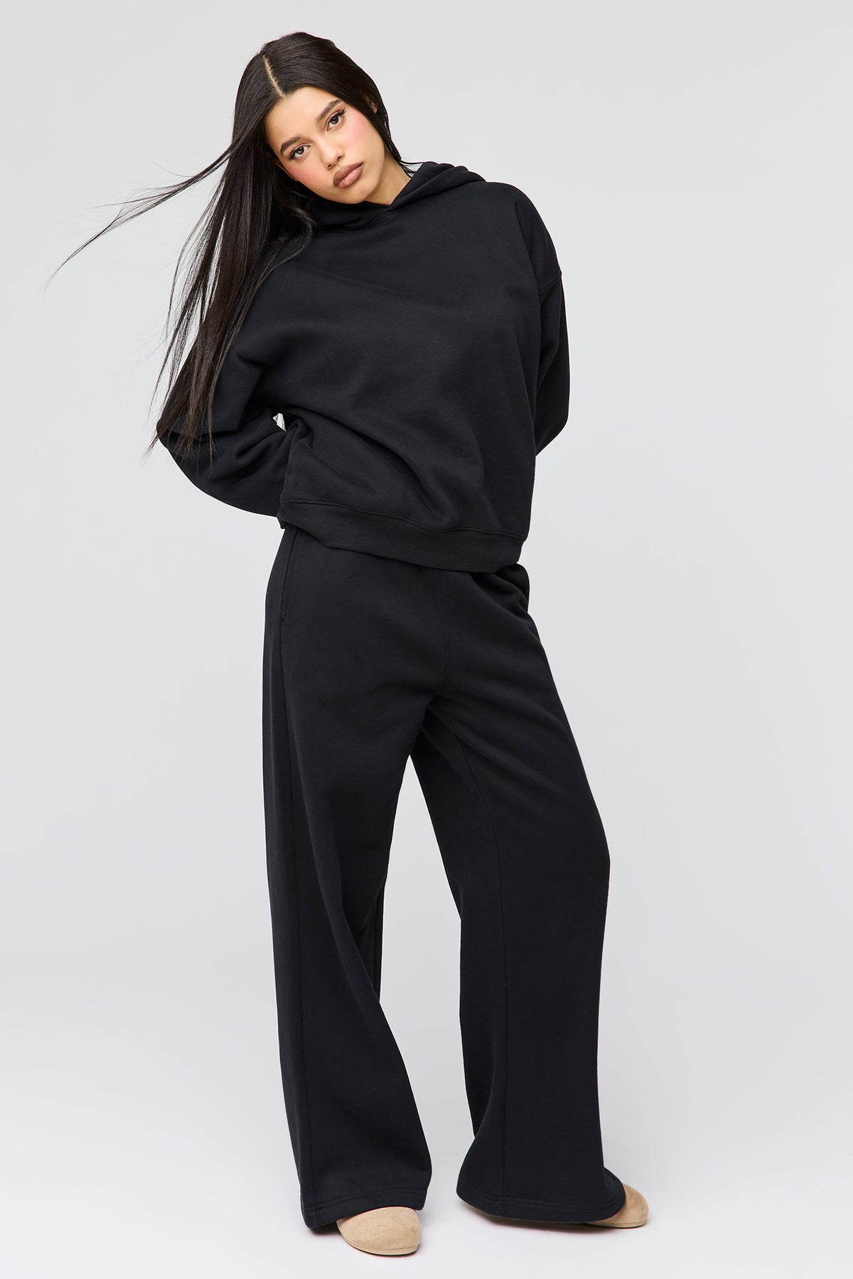Premium Fleece Grande Wide Leg Sweatpant - Black