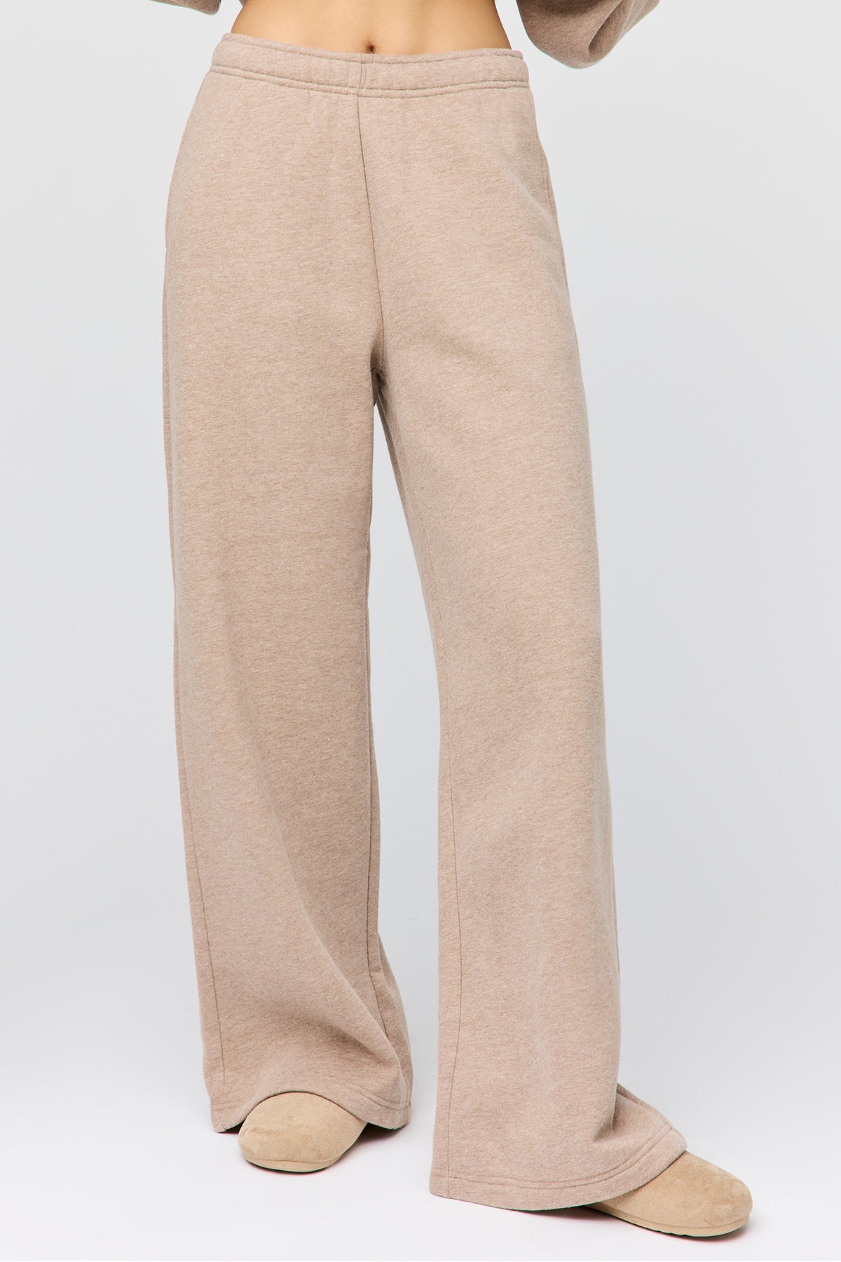 Alt View 2. Premium Fleece Grande Wide Leg Sweatpant - Light Brown