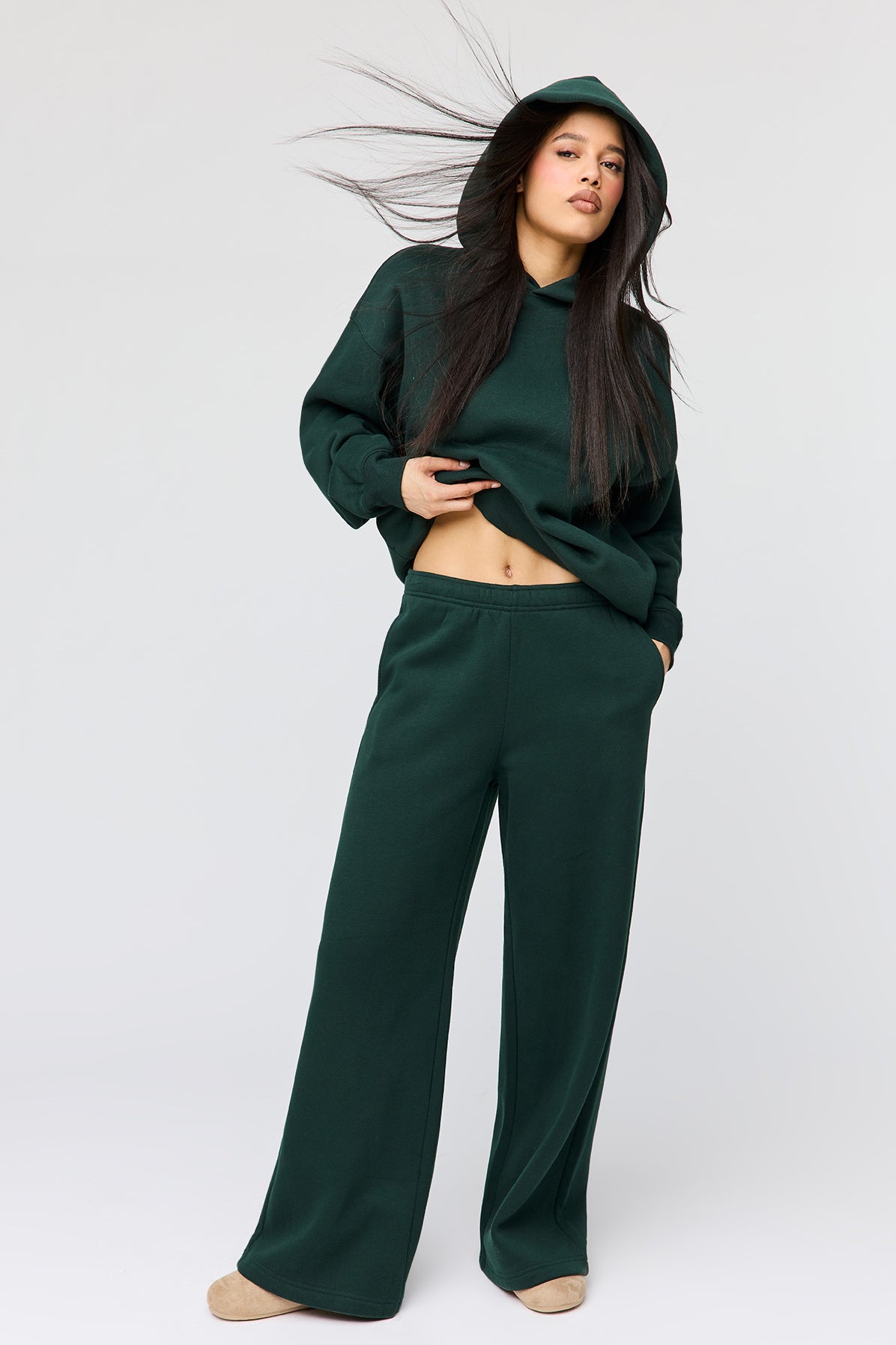 Premium Fleece Grande Wide Leg Sweatpant - Green