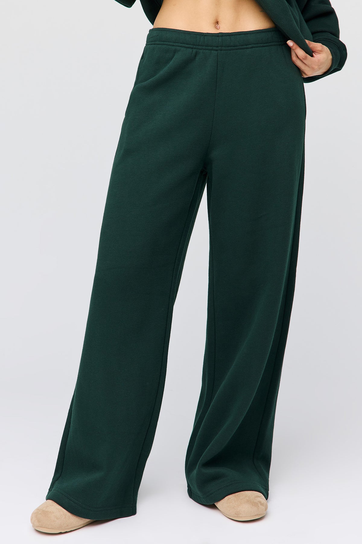 Alt View 2. Premium Fleece Grande Wide Leg Sweatpant - Green