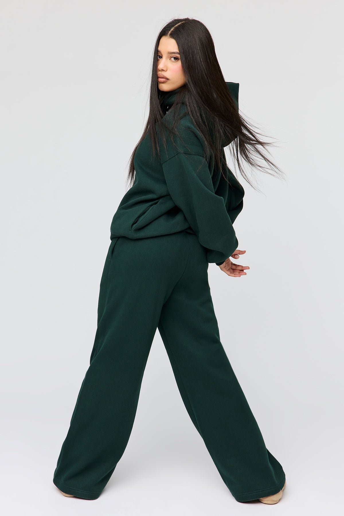Alt View 3. Premium Fleece Grande Wide Leg Sweatpant - Green