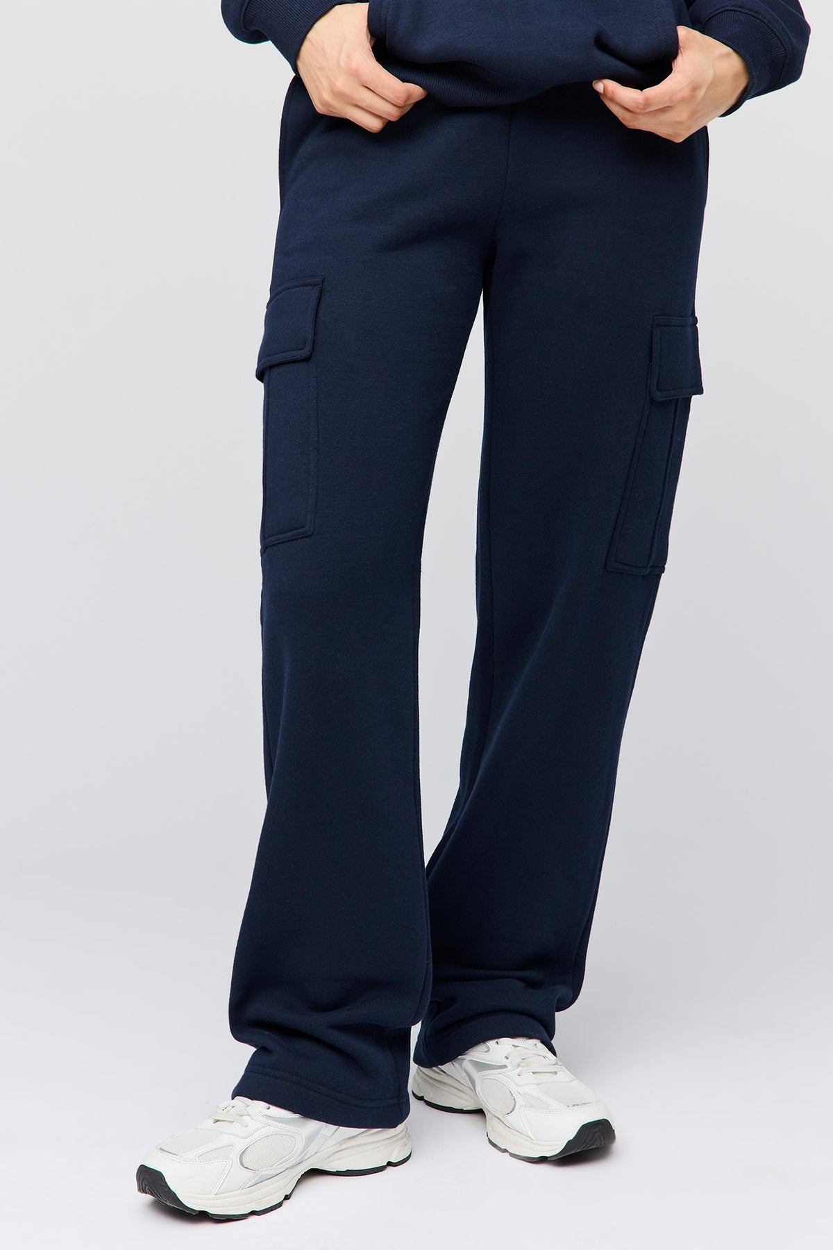 Alt View 2. Premium Fleece Grande Cargo Sweatpant - Navy