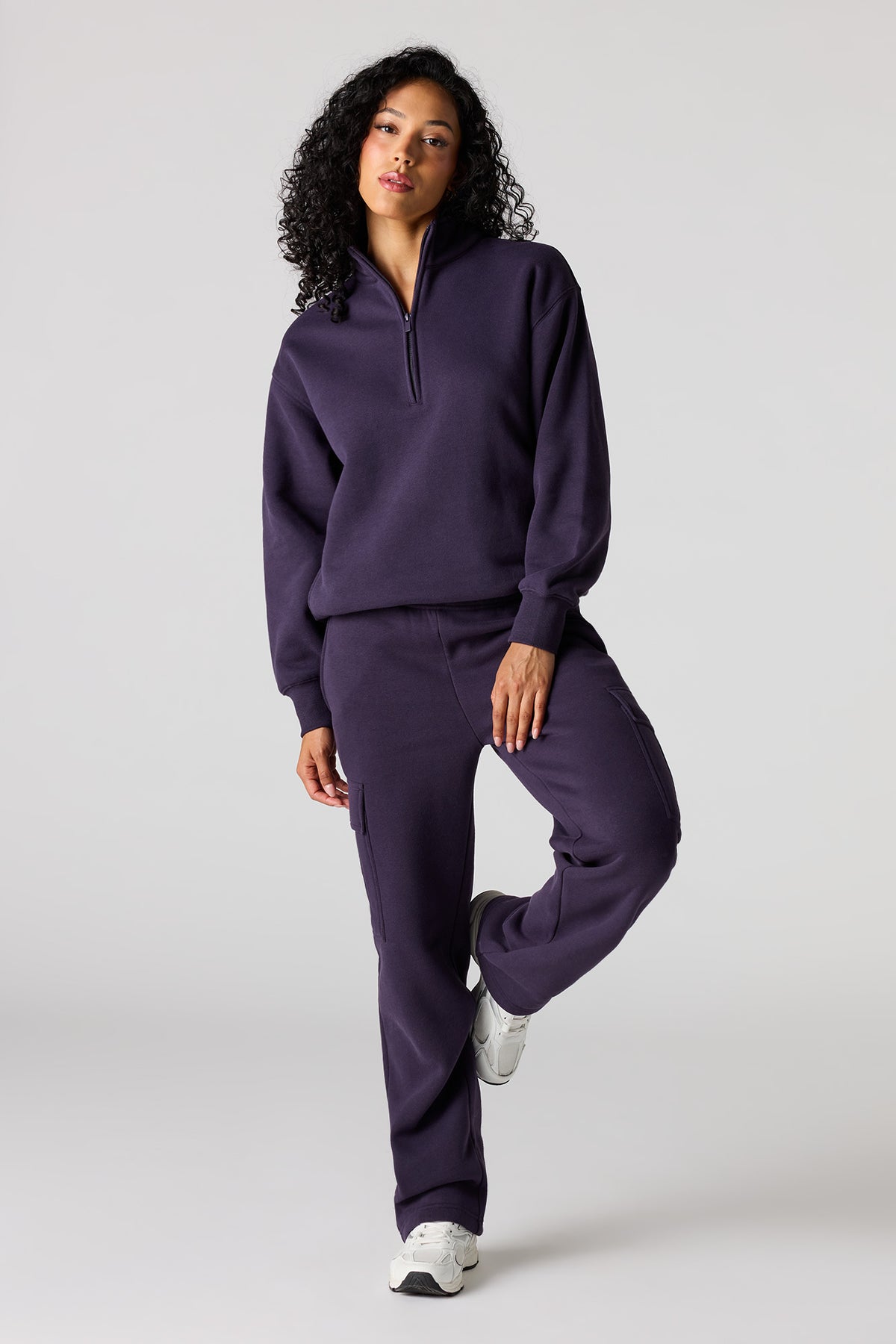 Alt View 4. Premium Fleece Grande Cargo Sweatpant - Plum