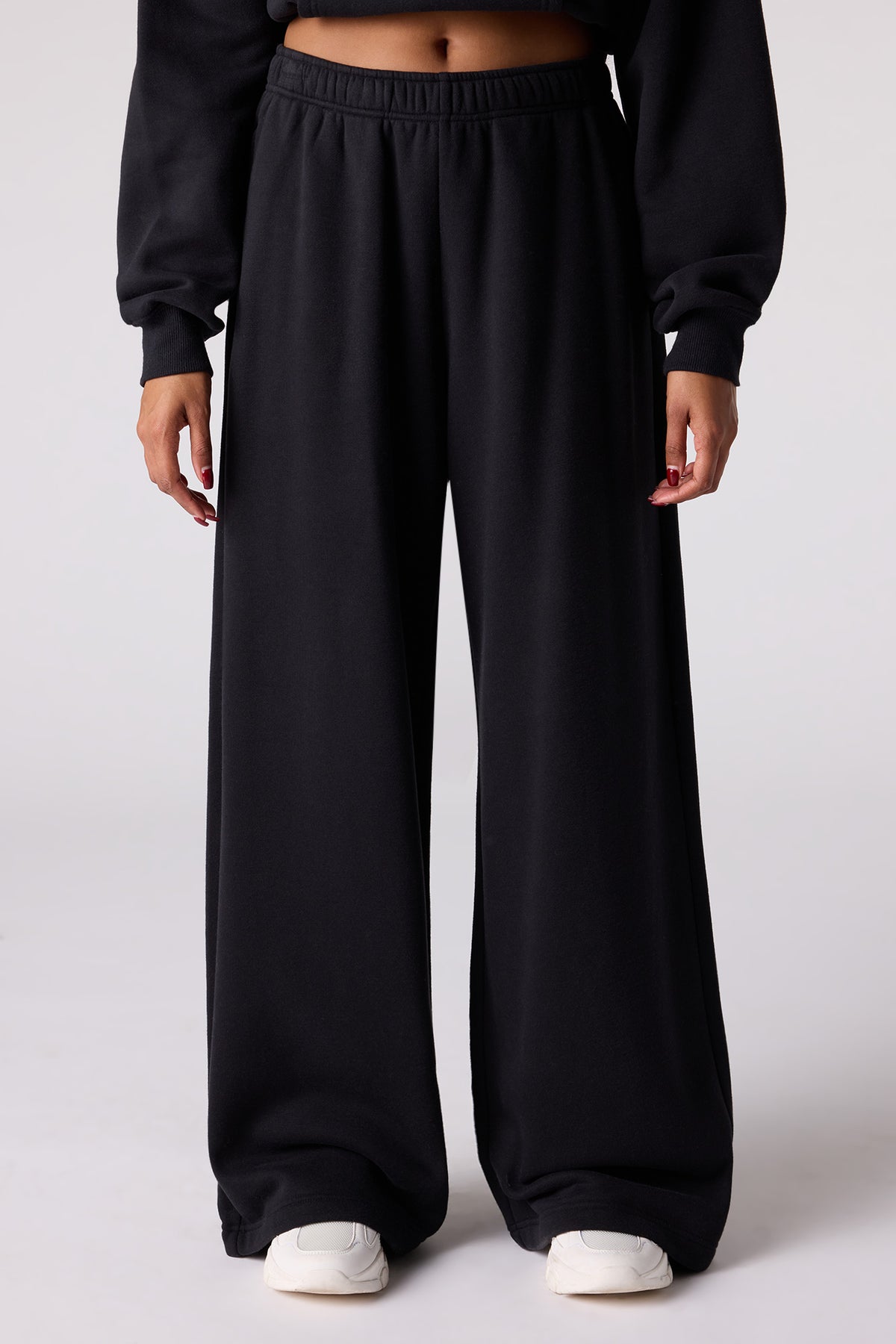 Alt View 2. Premium Fleece Grande Wide Leg Sweatpant - Black