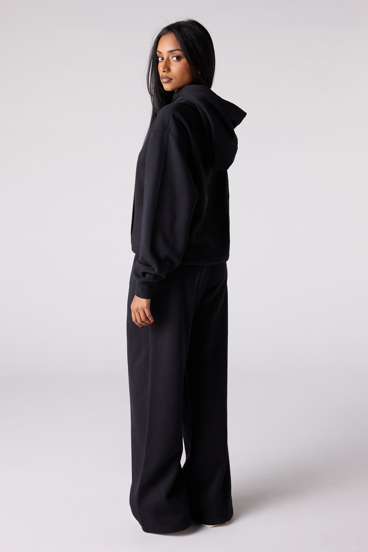 Alt View 3. Premium Fleece Grande Wide Leg Sweatpant - Black