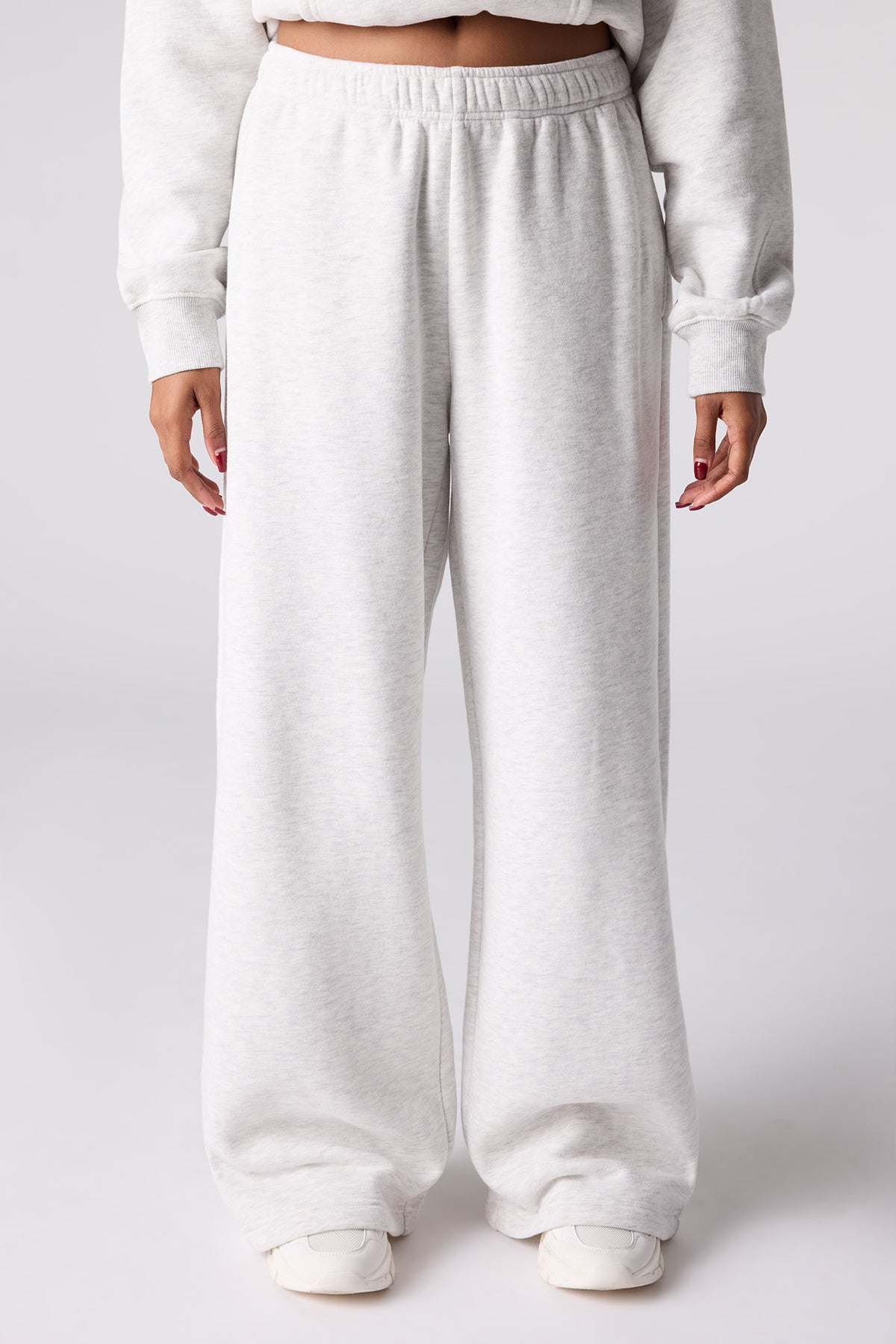Alt View 2. Premium Fleece Grande Wide Leg Sweatpant - Heather Grey