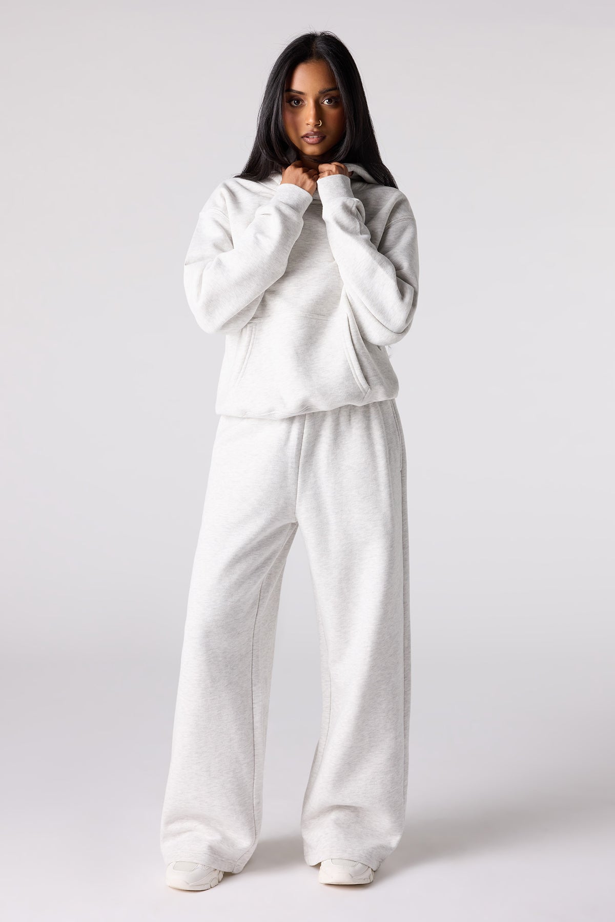 Premium Fleece Grande Wide Leg Sweatpant - Heather Grey