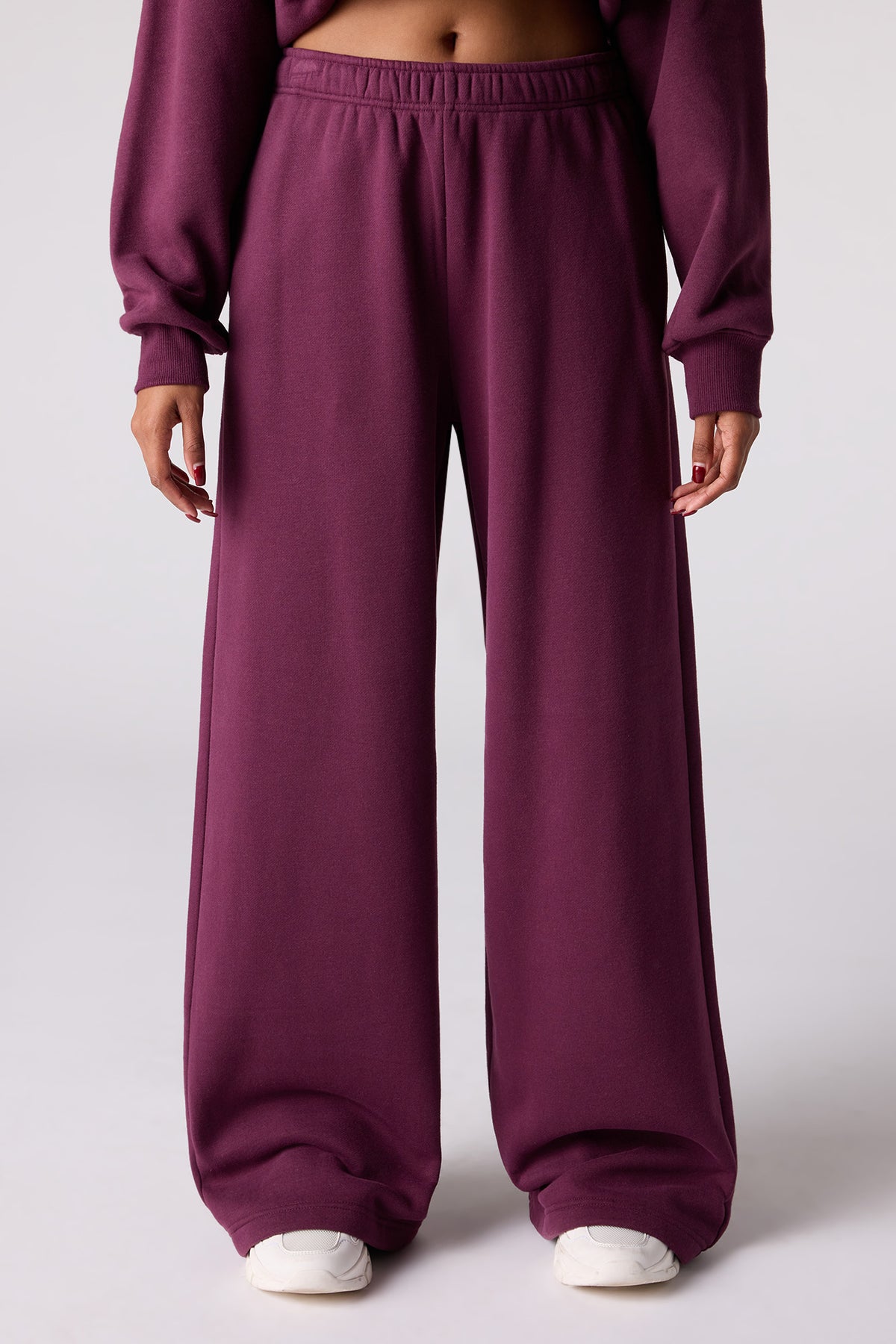 Alt View 2. Premium Fleece Grande Wide Leg Sweatpant - Burgundy