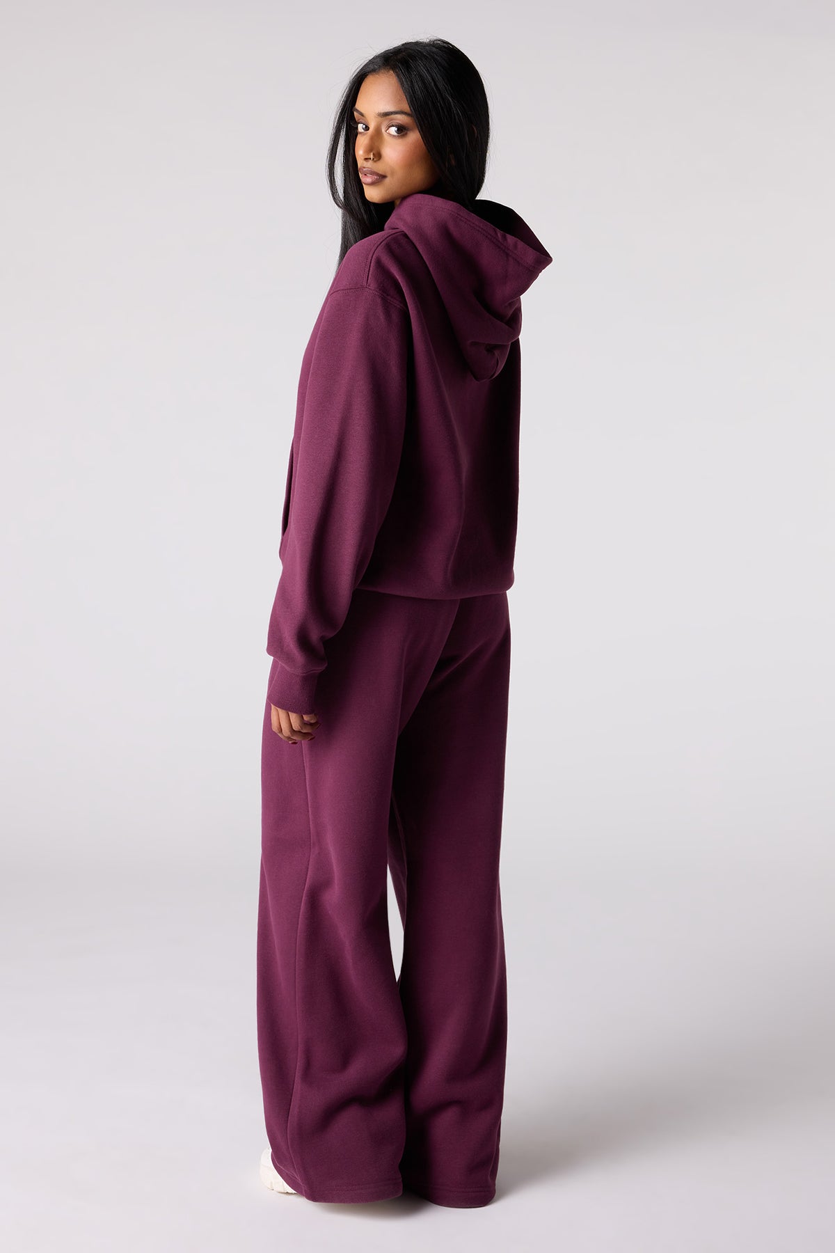 Alt View 3. Premium Fleece Grande Wide Leg Sweatpant - Burgundy